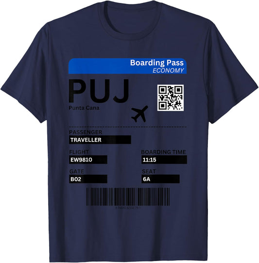 Boarding Pass Punta Cana Dominican Republic , grey, S T-Shirt - T-Shirt | Navy