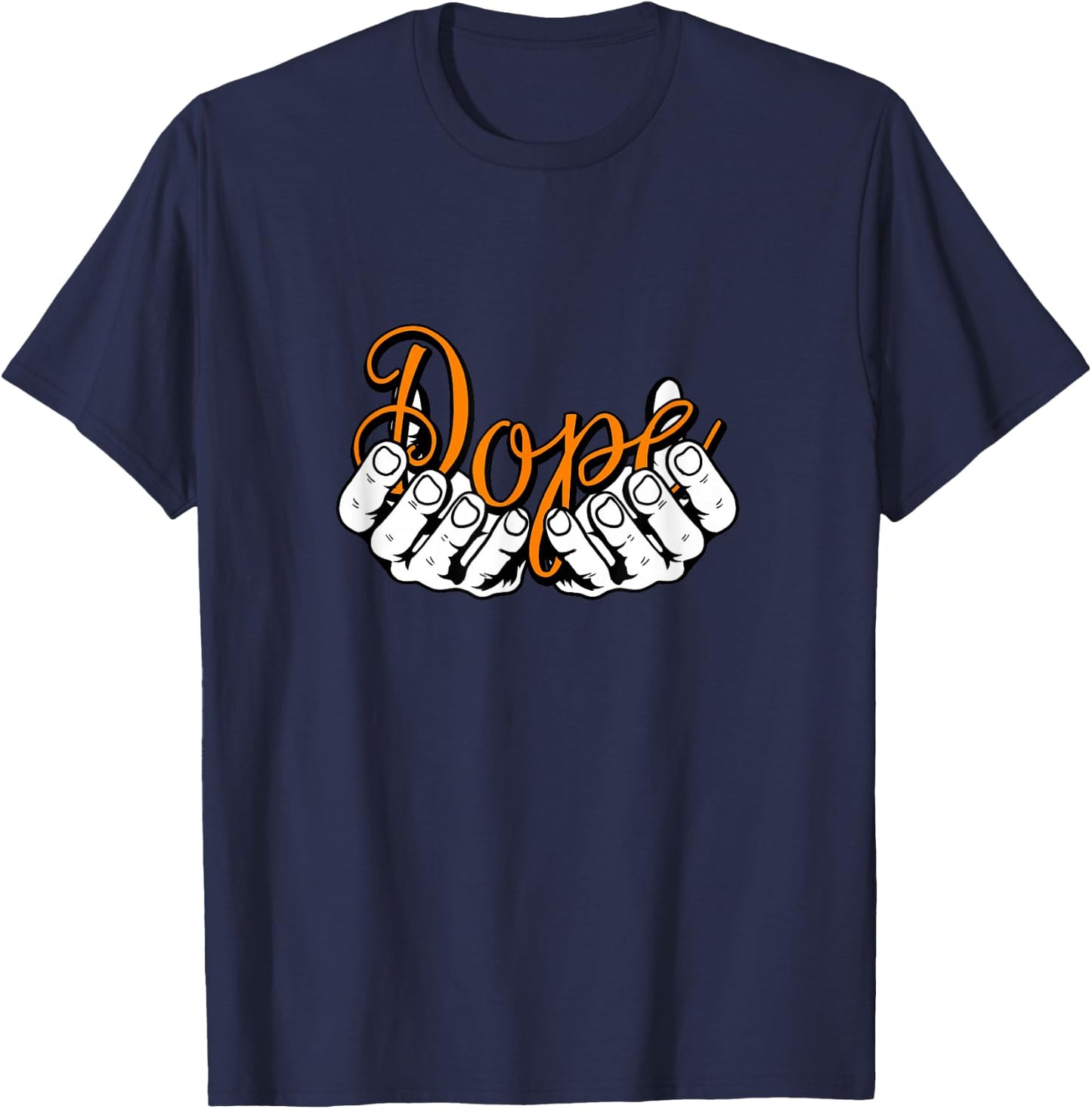 Orange Color Hands DOPE Orange Graphic T-Shirt - T-Shirt | Navy