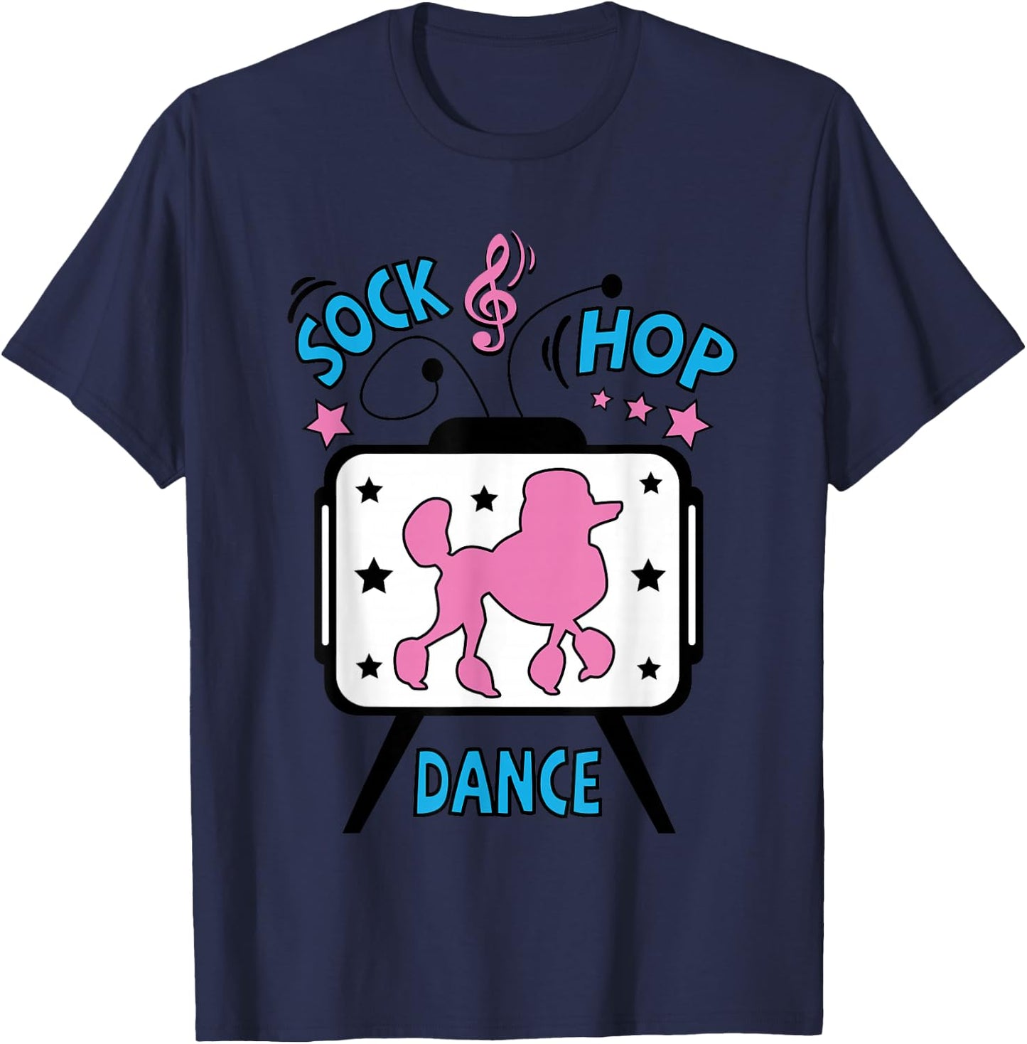 1950s Sock Hop Dance Poodle 50s Costume Rockabilly Pink T-Shirt - T-Shirt | Navy