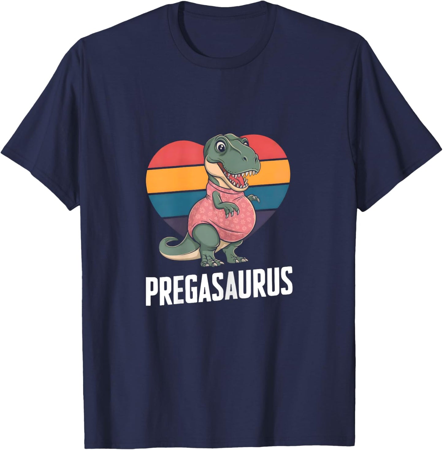Pregasaurus - Fun Future Mom Artwork T-Shirt - T-Shirt | Navy