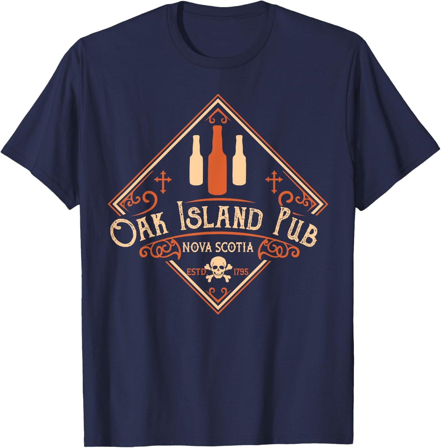 Oak Island Pub Treasure Hunt Vintage Beer Drinking Mystery T-Shirt - T-Shirt | Navy