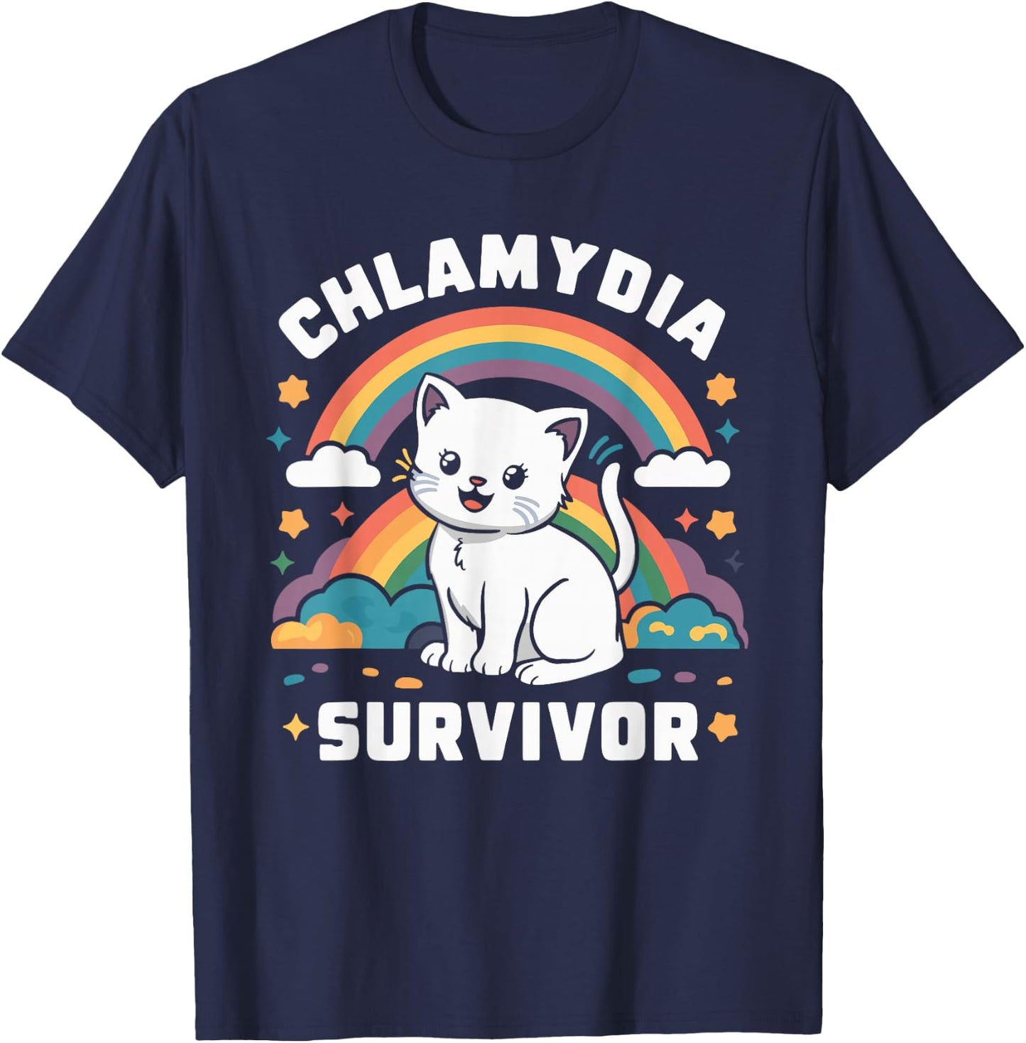Chlamydia Survivor , Black, S T-Shirt - T-Shirt | Navy