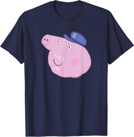 Peppa Pig Grandpa Pig Face , black T-Shirt - T-Shirt | Navy