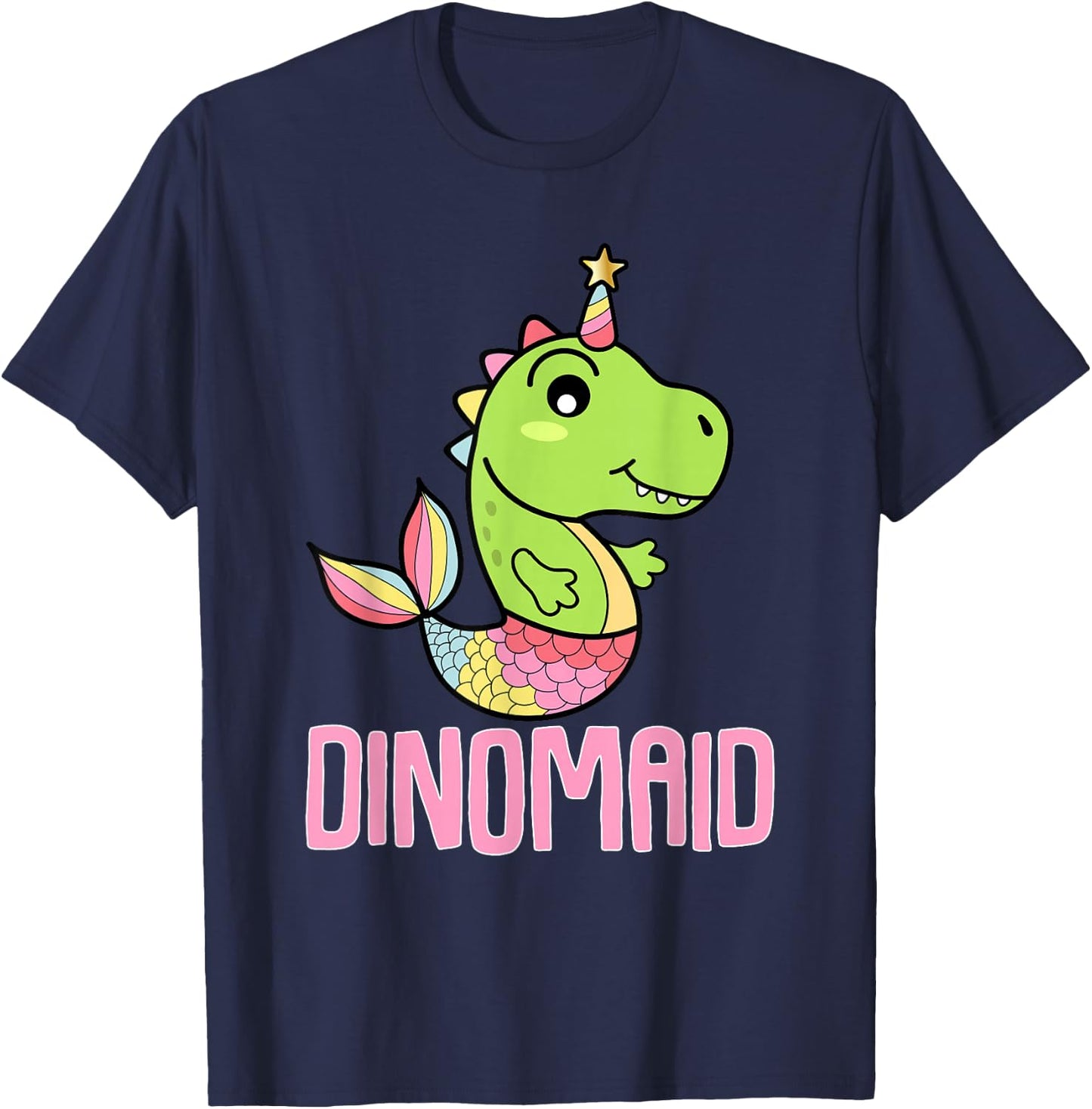 Dinosaur Mermaid Dinomaid Dino Puns T-Shirt - T-Shirt | Navy