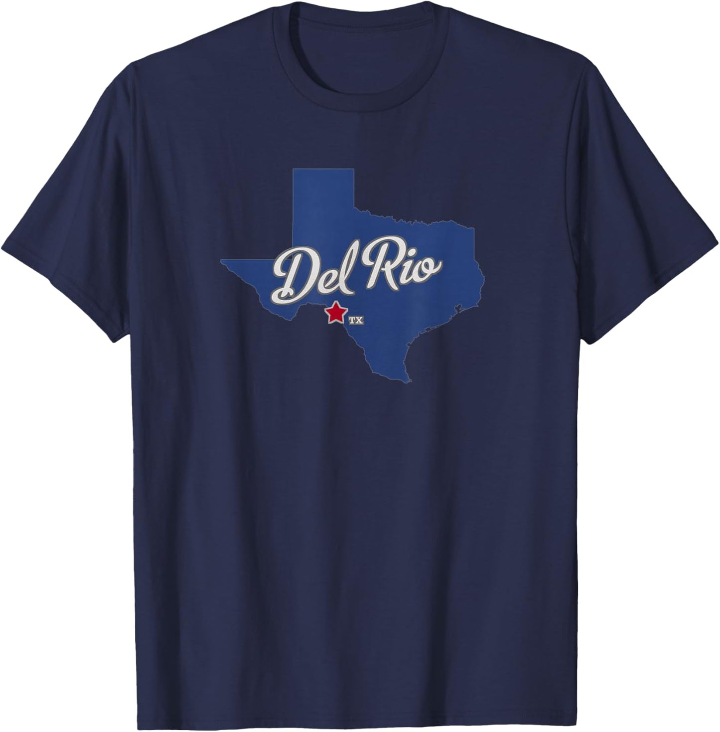 Del Rio Texas TX Map T-Shirt - T-Shirt | Navy