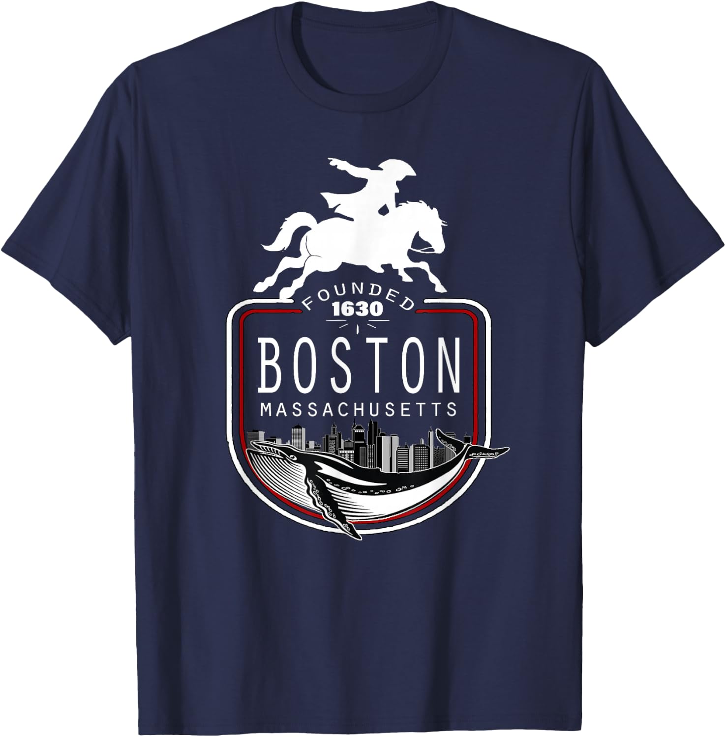 Historical Boston Massachusetts New England Souvenir T-Shirt - T-Shirt | Navy