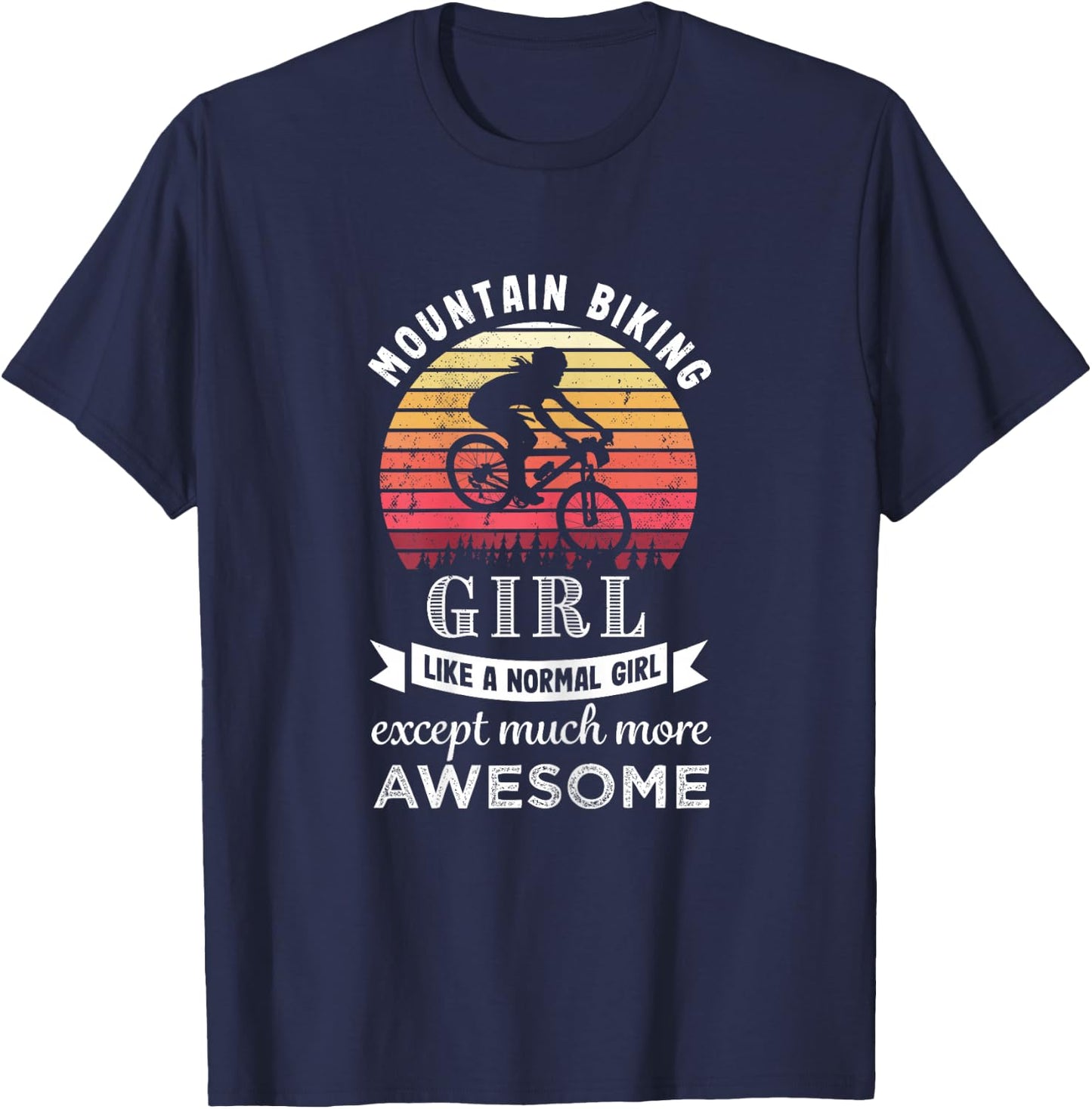 Mountain Biking Girl Funny MTB Gift T-Shirt - T-Shirt | Navy