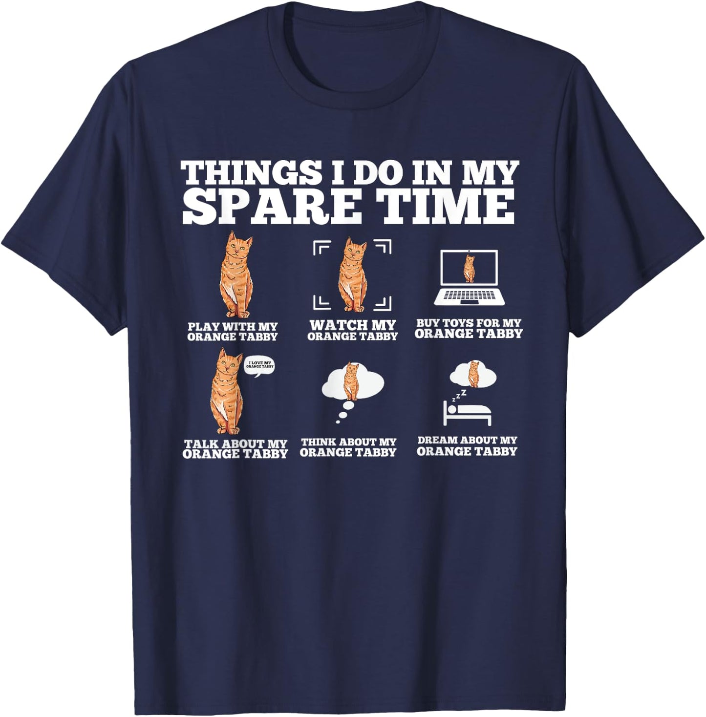 Cute Tabby Cat Gift- Things I Do In My Spare Time Tabby Women Kids T-Shirt - T-Shirt | Navy