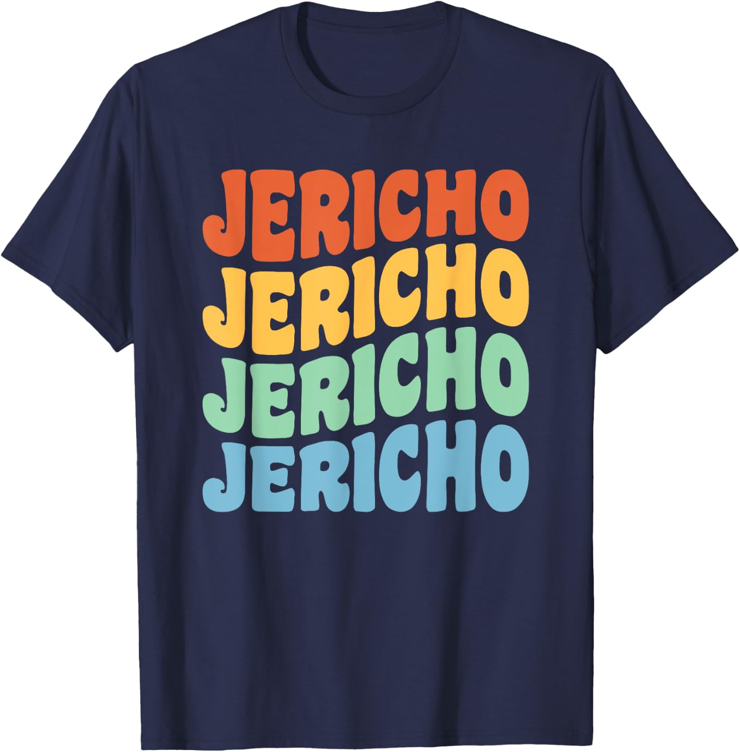 Jericho First Name Retro Groovy Personalized T-Shirt - T-Shirt | Navy
