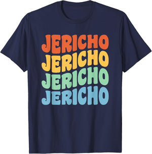 Jericho First Name Retro Groovy Personalized T-Shirt - T-Shirt | Navy