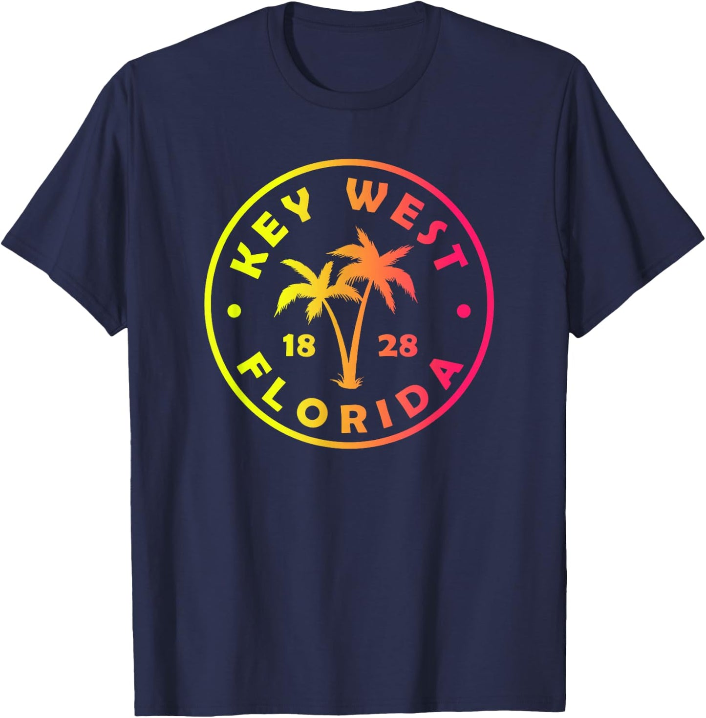 Key West Florida Colorful Palm Tree Tie Dye Boys Girls T-Shirt - T-Shirt | Navy