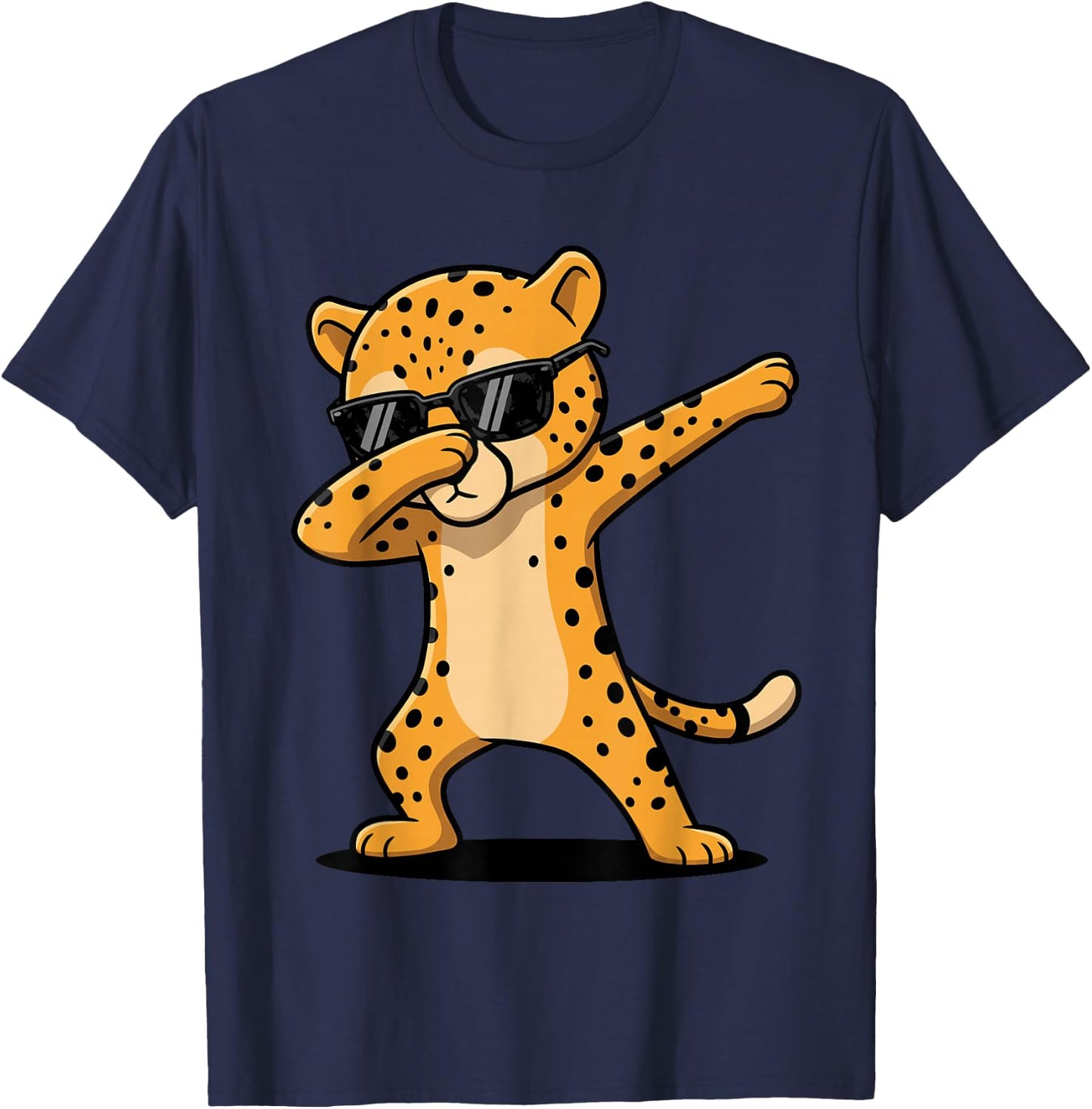 Funny Dabbing Cheetah Shirt Boys Animal Print Cheetah T-Shirt - T-Shirt | Navy