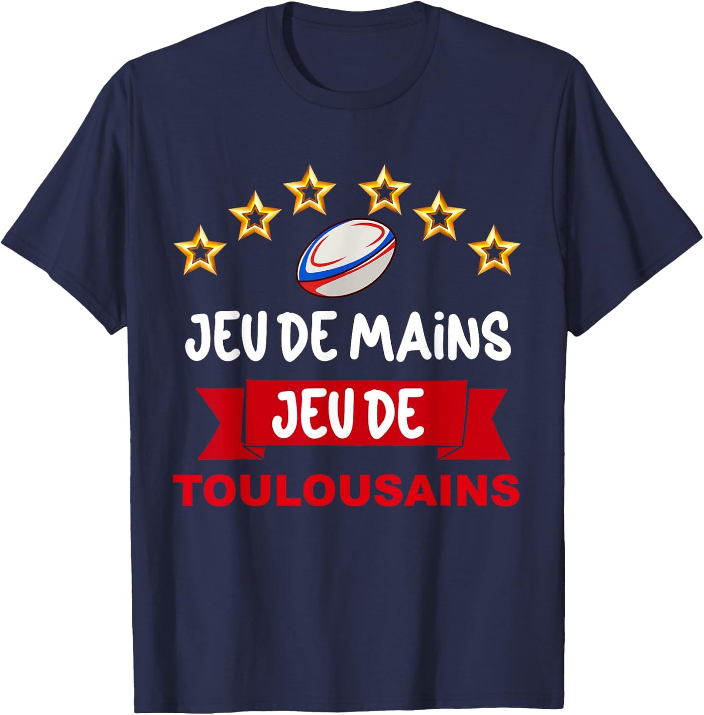 Toulouse Supporter Sport Hand Game Man Woman Child , Black, S T-Shirt - T-Shirt | Navy
