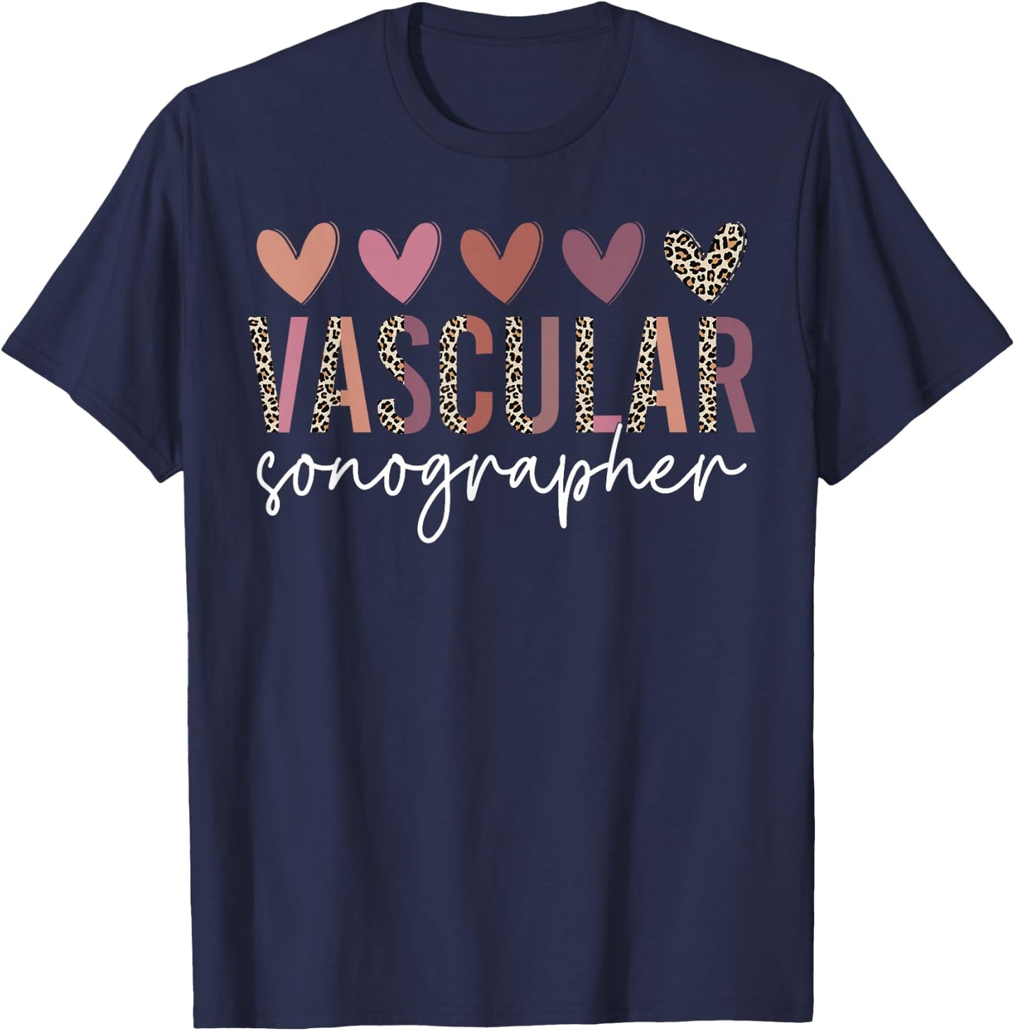Vascular Sonographer Vascular Tech Apparel Vascular Sonography - -Adults, Black, X-Small, Short Sleeve T-Shirt - T-Shirt | Navy