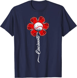Funny Flower Baseball Lovers Men Women Boy T-Shirt - T-Shirt | Navy
