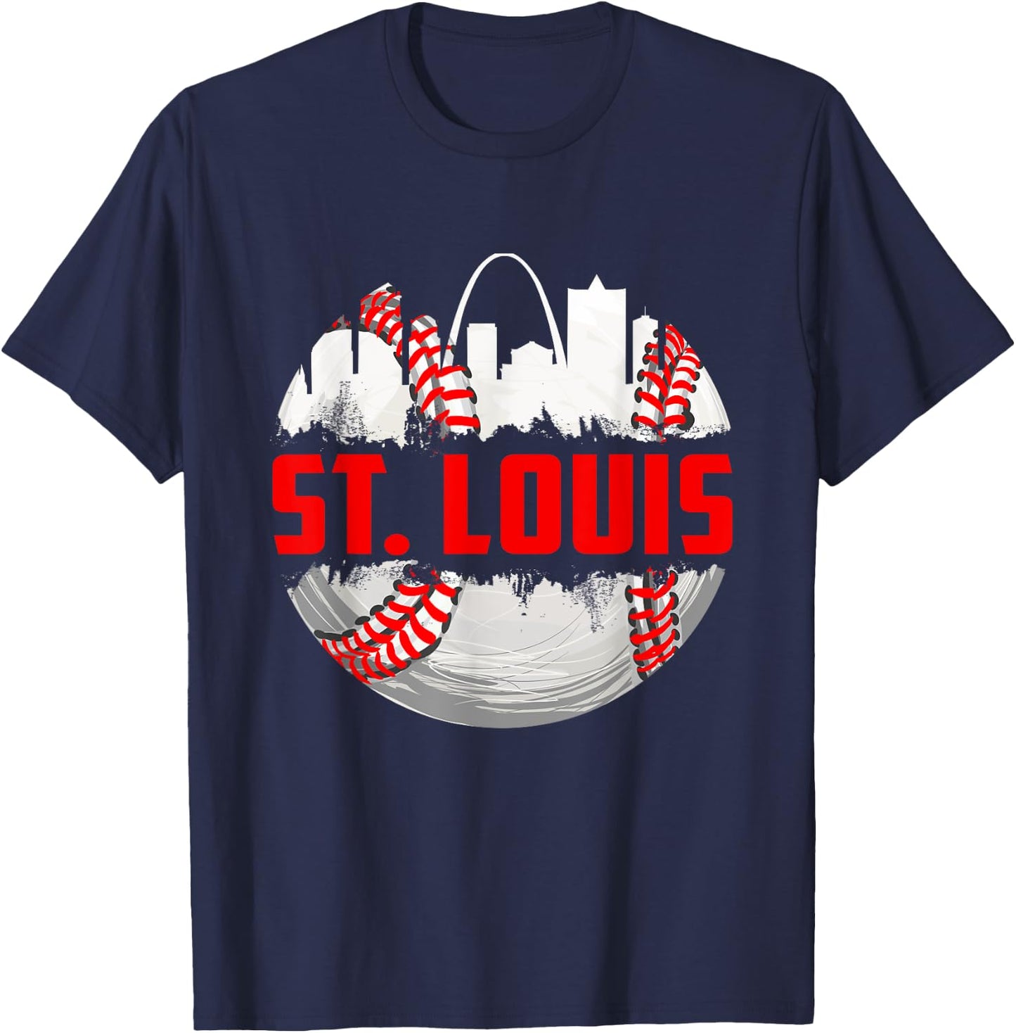 St. Louis Cityscape Vintage Baseball Women Kids T-Shirt - T-Shirt | Navy