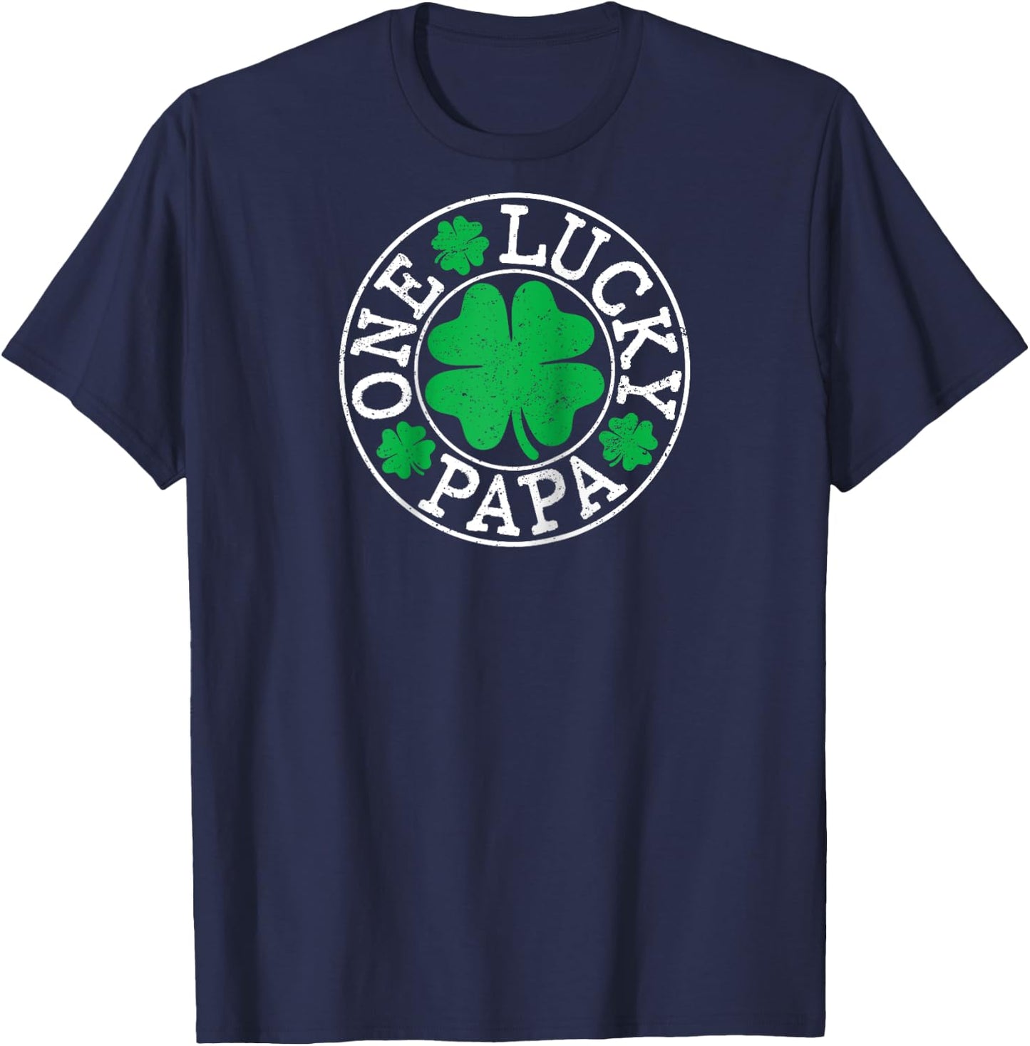 One Lucky Papa Funny St Patrick's Day Family Matching Raglan Baseball T-Shirt - T-Shirt | Navy