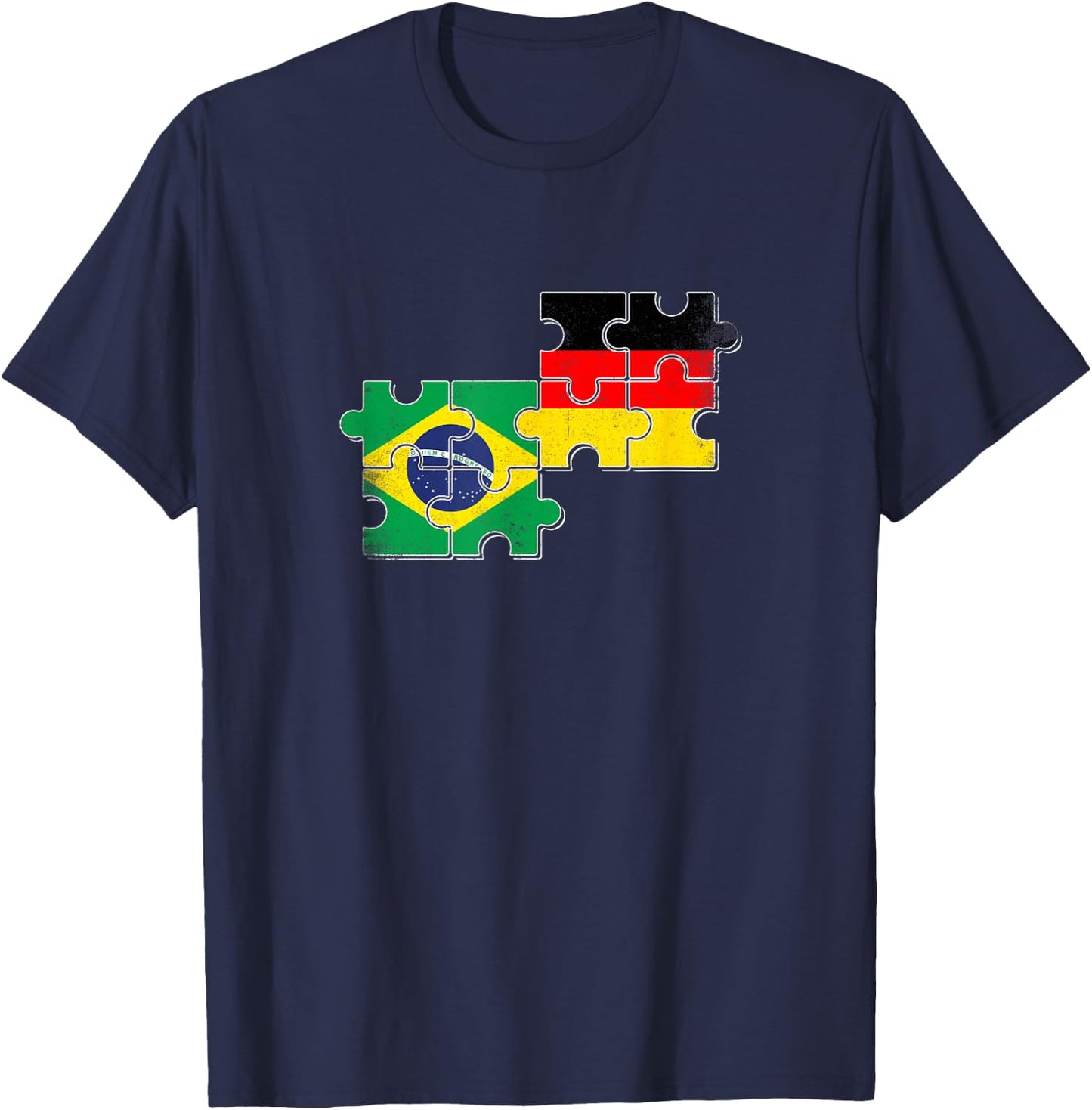 Brasilien Deutschland Vintage Flagge Deutsch Brasilianer T-Shirt - T-Shirt | Navy