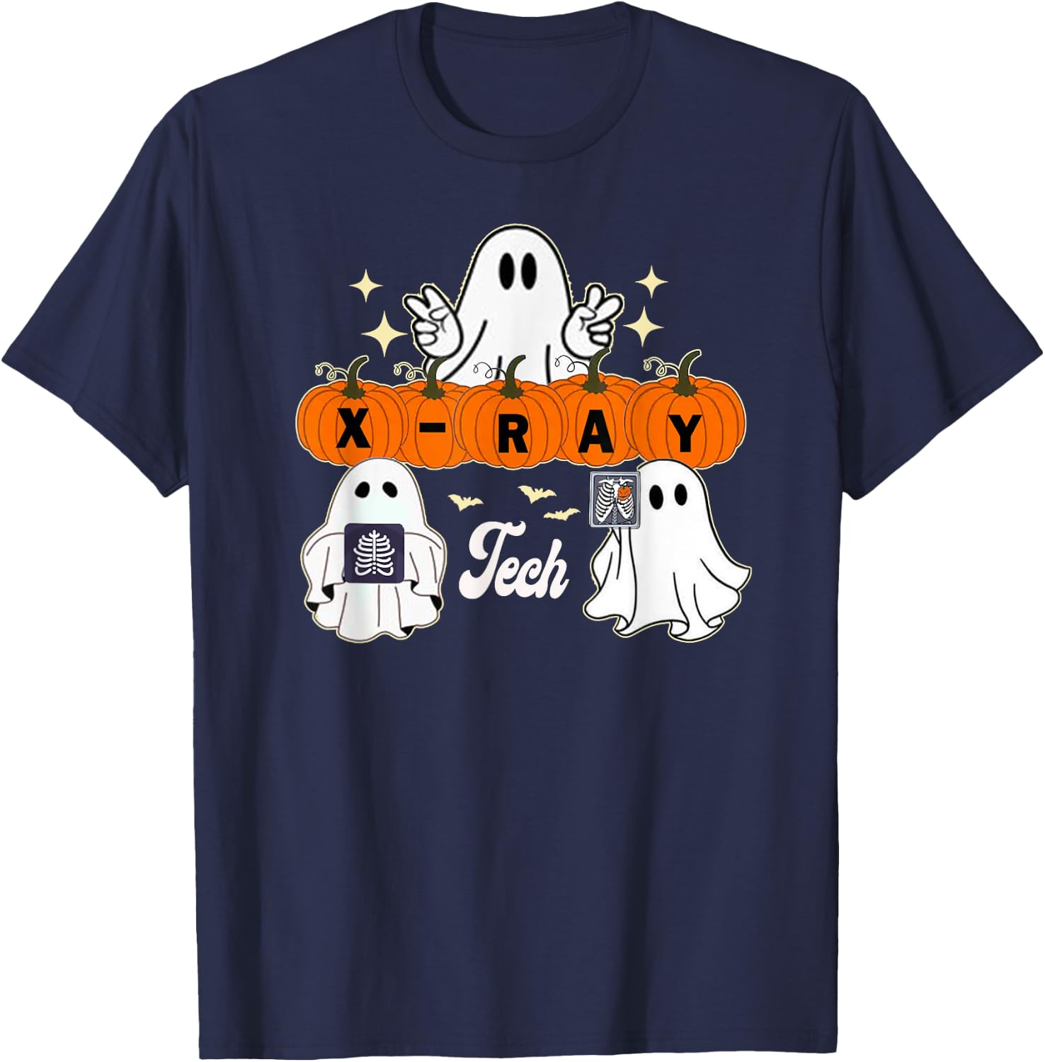 funny X-Ray tech boo crew Halloween ,radiology ghost T-Shirt - T-Shirt | Navy