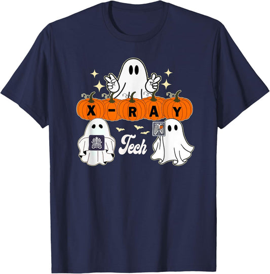 funny X-Ray tech boo crew Halloween ,radiology ghost T-Shirt - T-Shirt | Navy