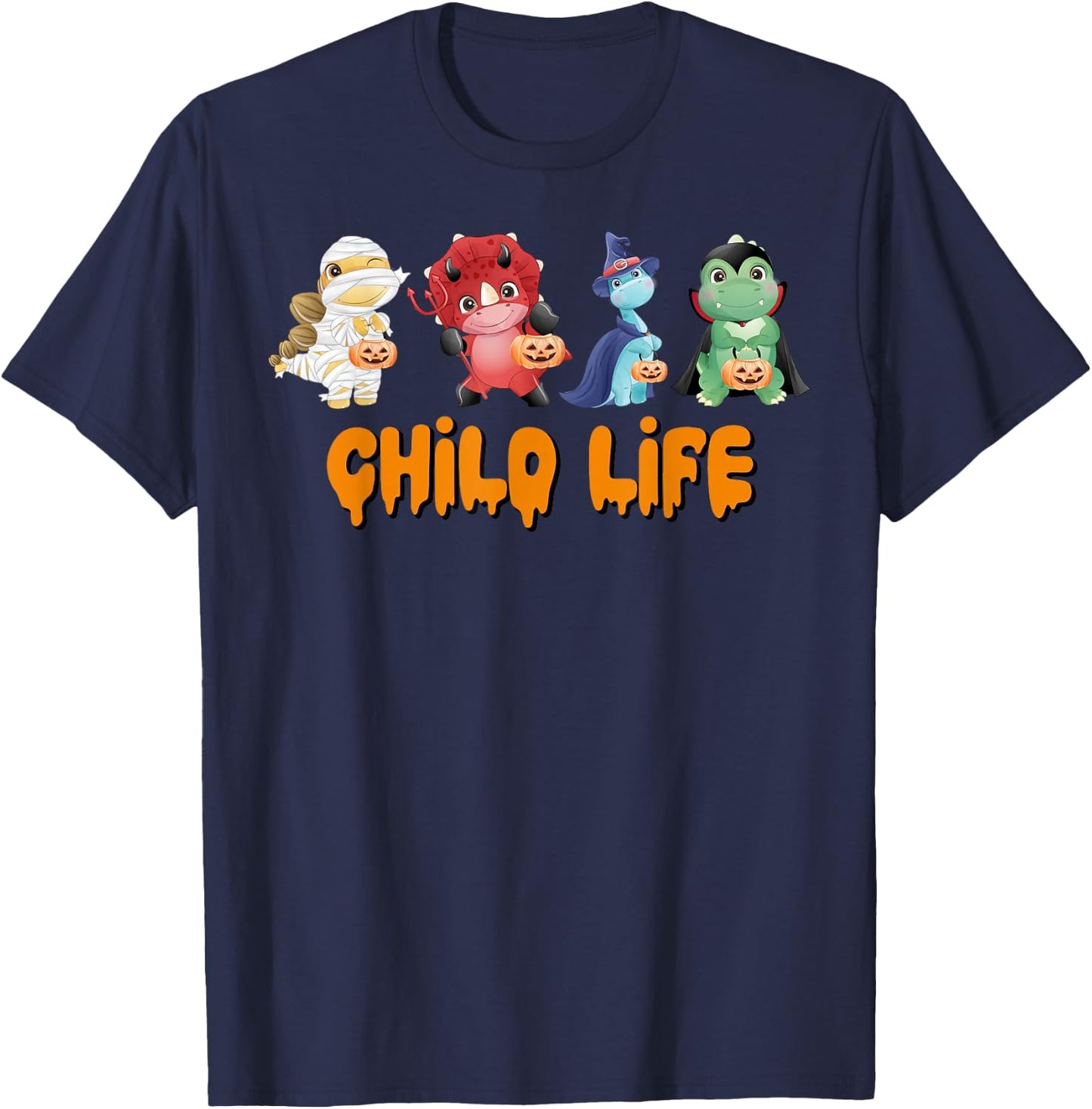 Dinosaur Child Life Specialist Halloween Therapist CLS CCLS T-Shirt - T-Shirt | Navy