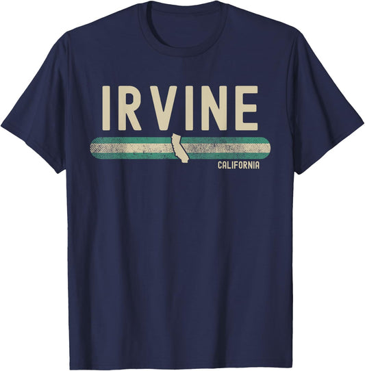 Irvine CA | California | Travel & 80s Style T-Shirt - T-Shirt | Navy