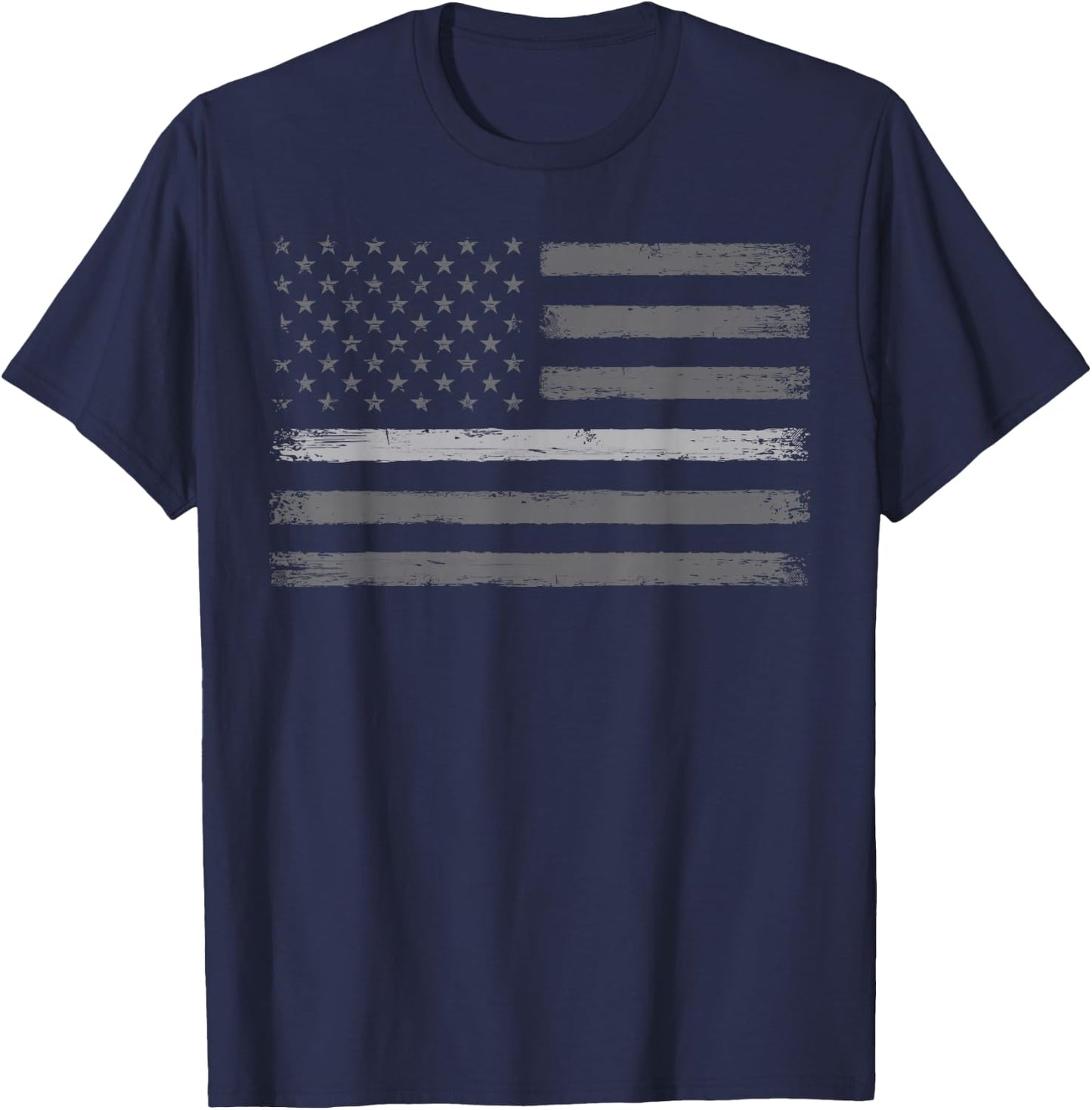Correctional Officer Gift Thin Silver Line USA American Flag T-Shirt - T-Shirt | Navy