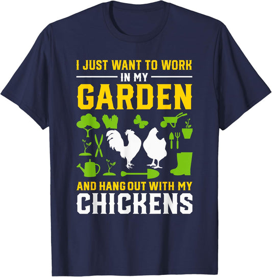 Funny Chicken Owner Gardening Lover Homestead Gardener Joke T-Shirt - T-Shirt | Navy