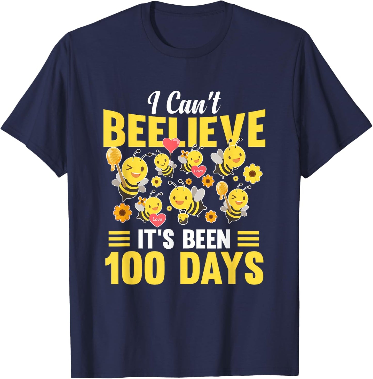 100th Day Of School 100 Days Smarter Learn Boys Girls Bees T-Shirt - T-Shirt | Navy