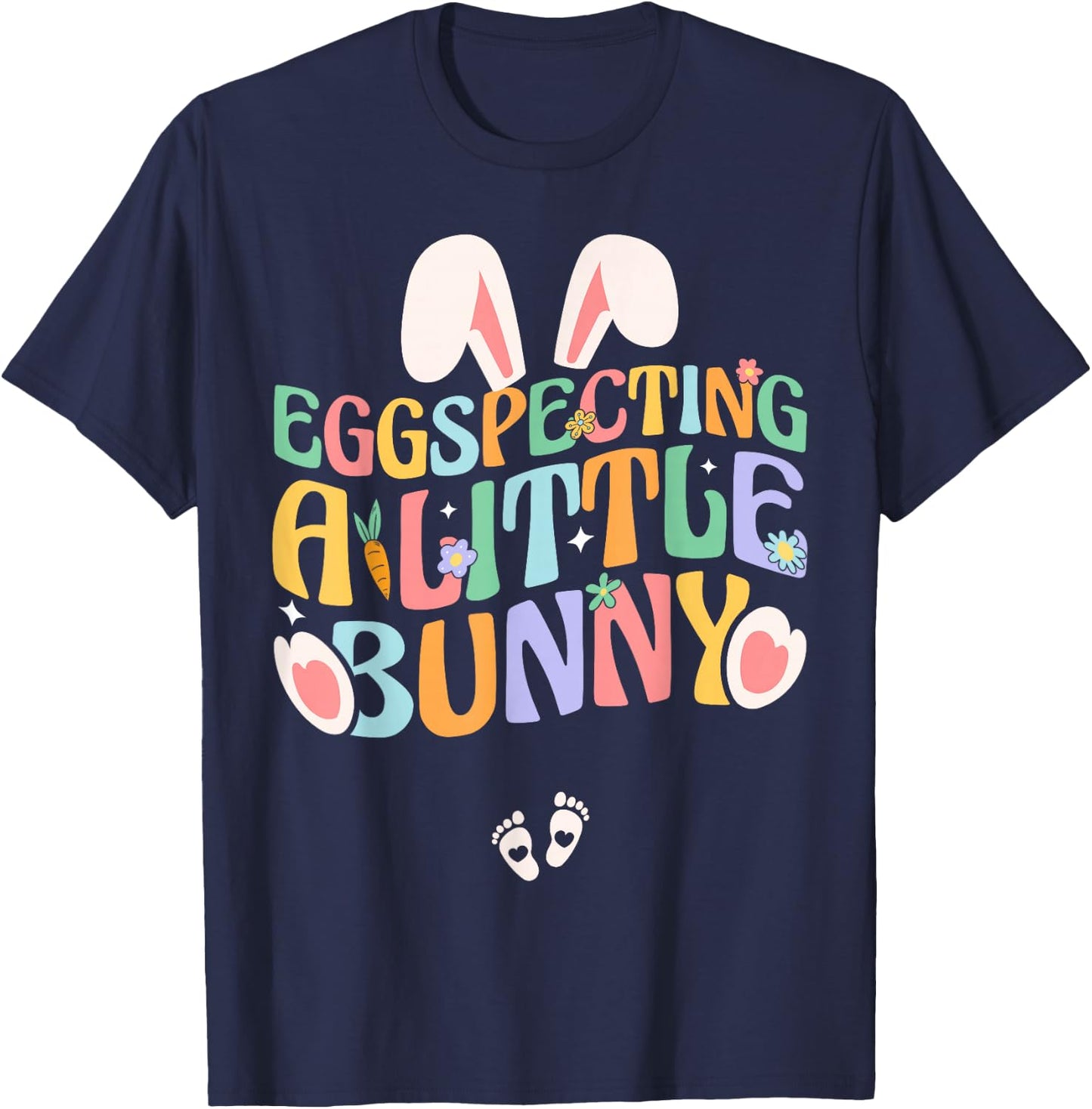 Easter Pregnancy Announcement Eggspecting A Little Bunny T-Shirt - T-Shirt | Navy