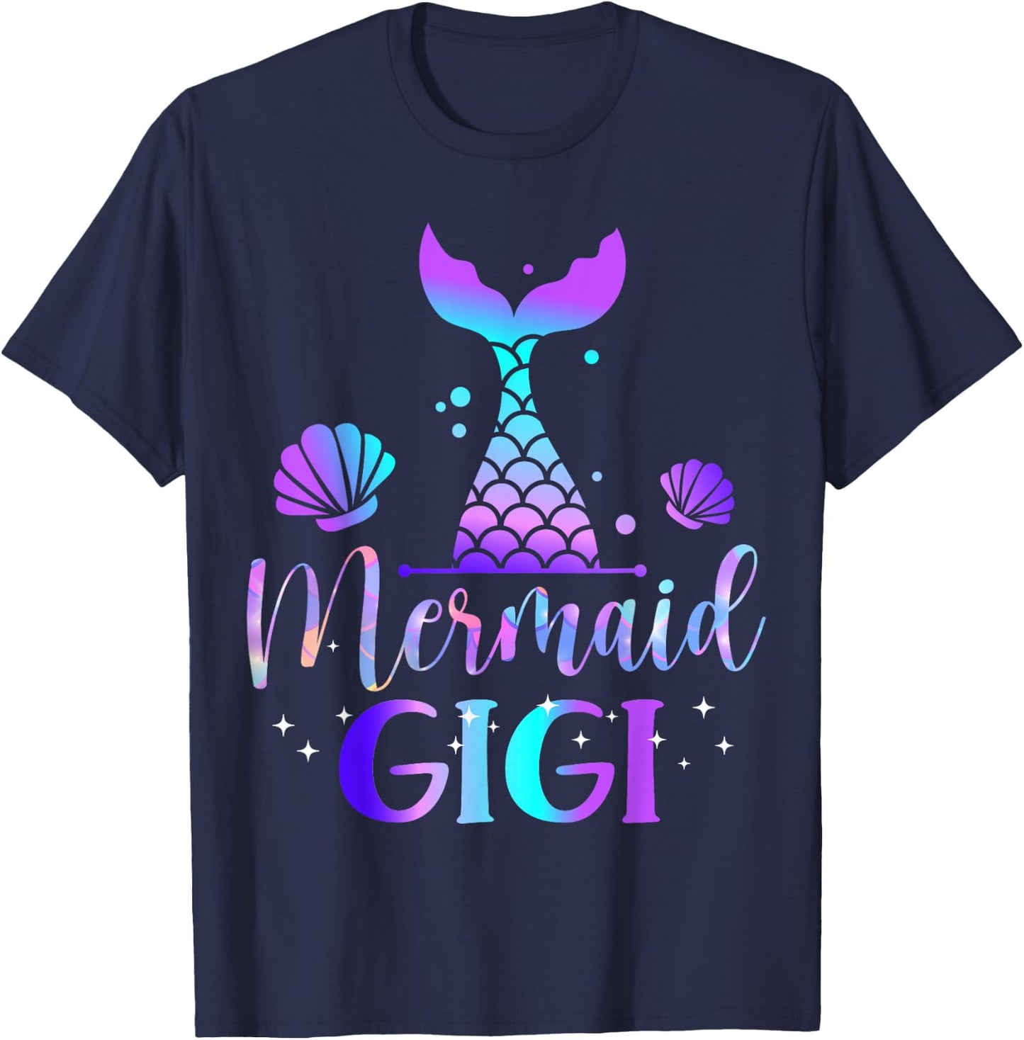 Mermaid Gigi of The Birthday Mermaid Birthday Crew Family T-Shirt - T-Shirt | Navy