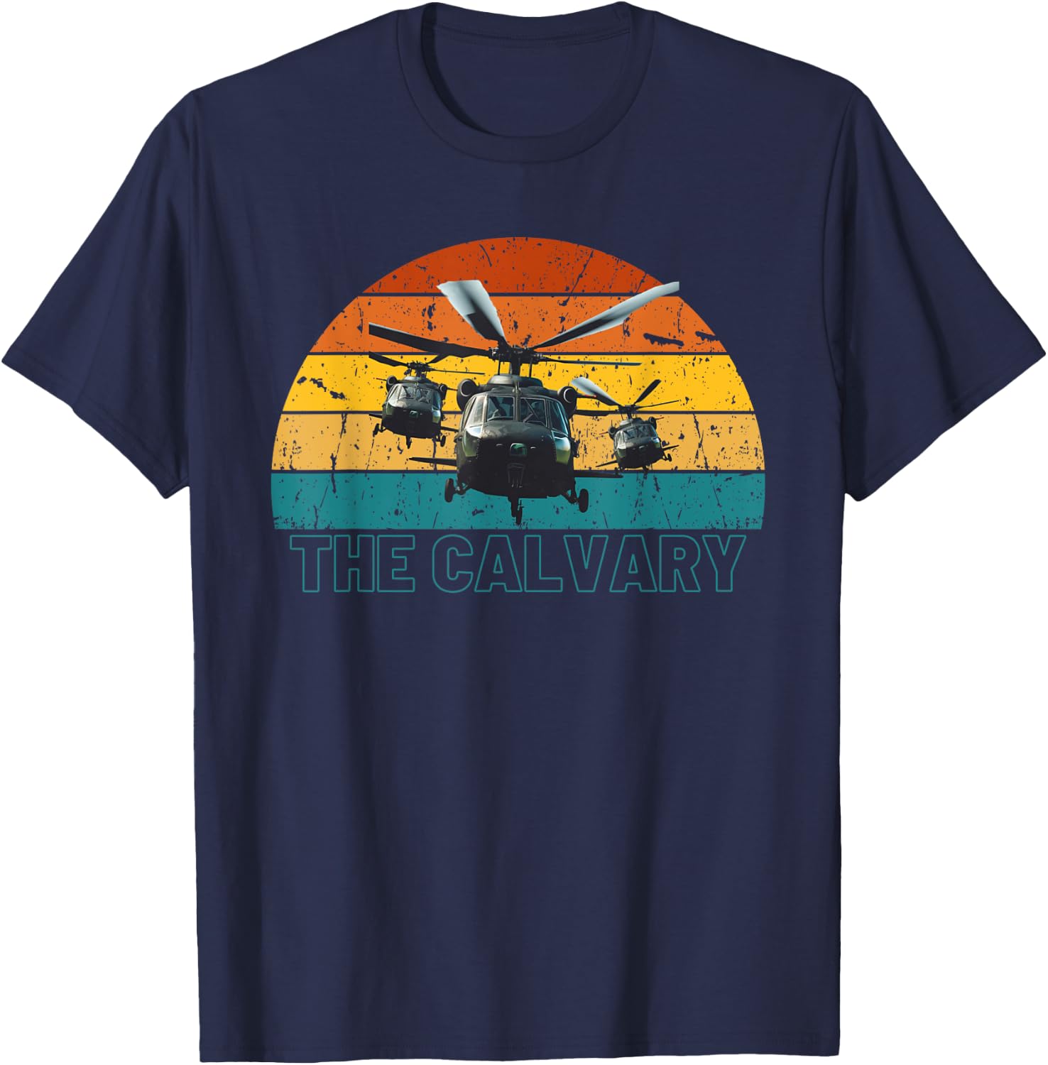 The Calvary, Helicopter Black Hawk UH-60 Army Aviation Pilot T-Shirt - T-Shirt | Navy