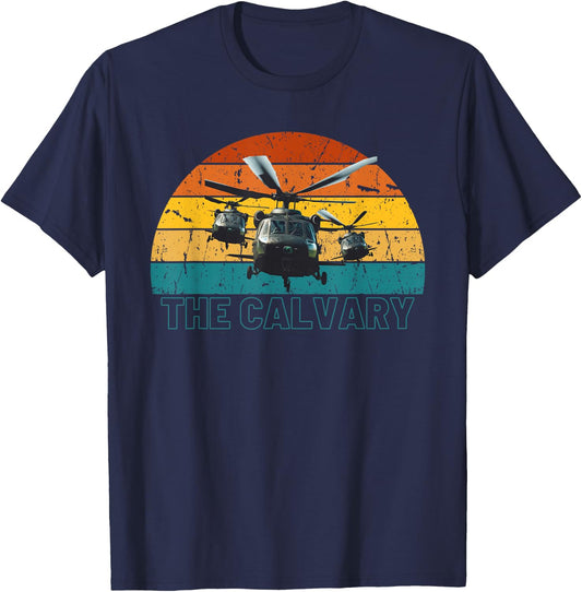 The Calvary, Helicopter Black Hawk UH-60 Army Aviation Pilot T-Shirt - T-Shirt | Navy