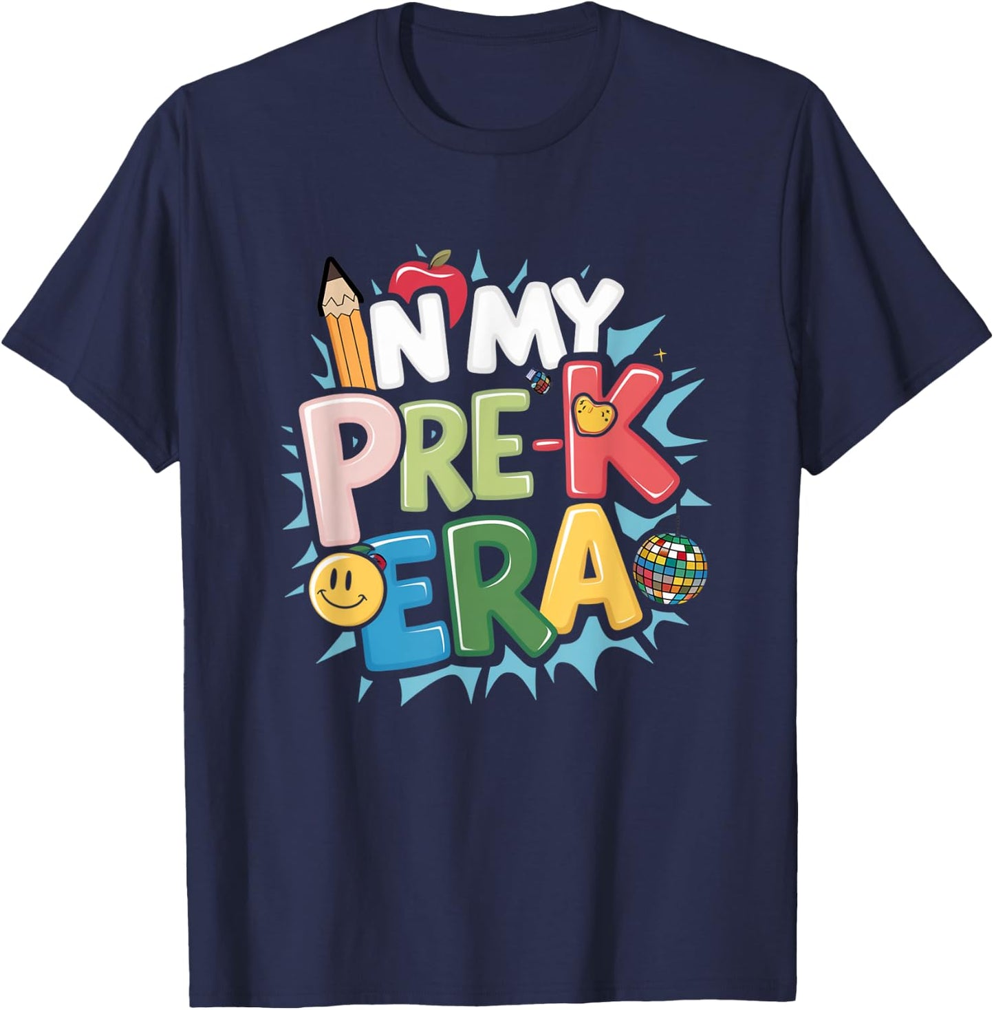 In My Pre-K Era Retro Preschool Back To School T-Shirt - T-Shirt | Navy