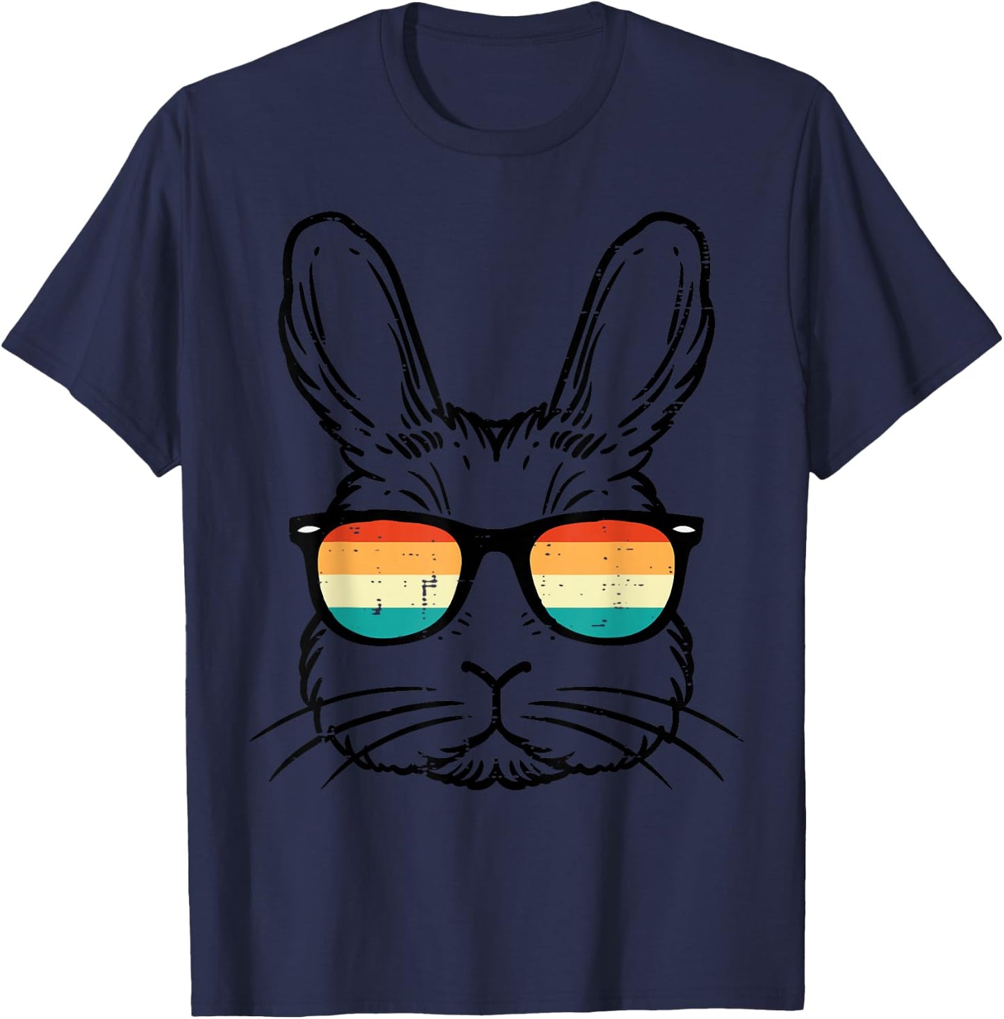 Easter Bunny Face Sunglasses Retro Rabbit Men Boy Kids Youth T-Shirt - T-Shirt | Navy