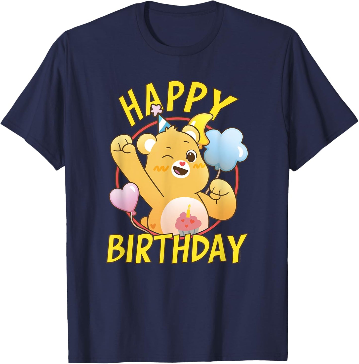 Care Bears Happy Birthday Vintage Birthday Bear Portrait T-Shirt - T-Shirt | Navy