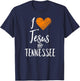 I Love Jesus And Tennessee Shirt Orange Heart Cute Fan Gift T-Shirt - T-Shirt | Navy