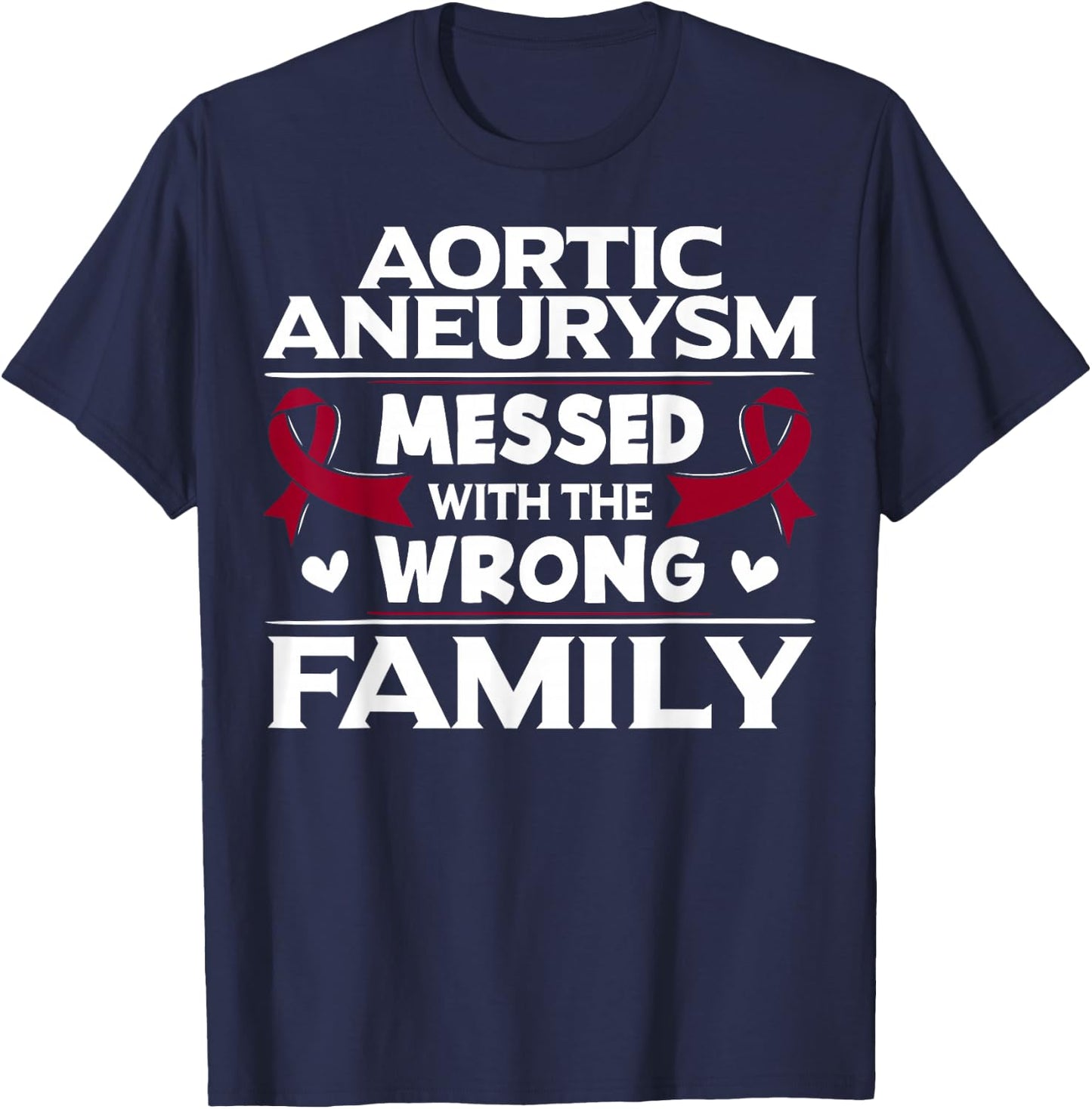 Aortic Aneurysm Gift Burgundy Awareness Ribbon T-Shirt - T-Shirt | Navy