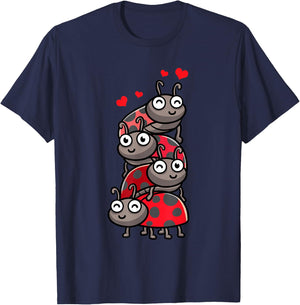 Ladybug with Hearts Bug Lover Small T-Shirt - T-Shirt | Navy