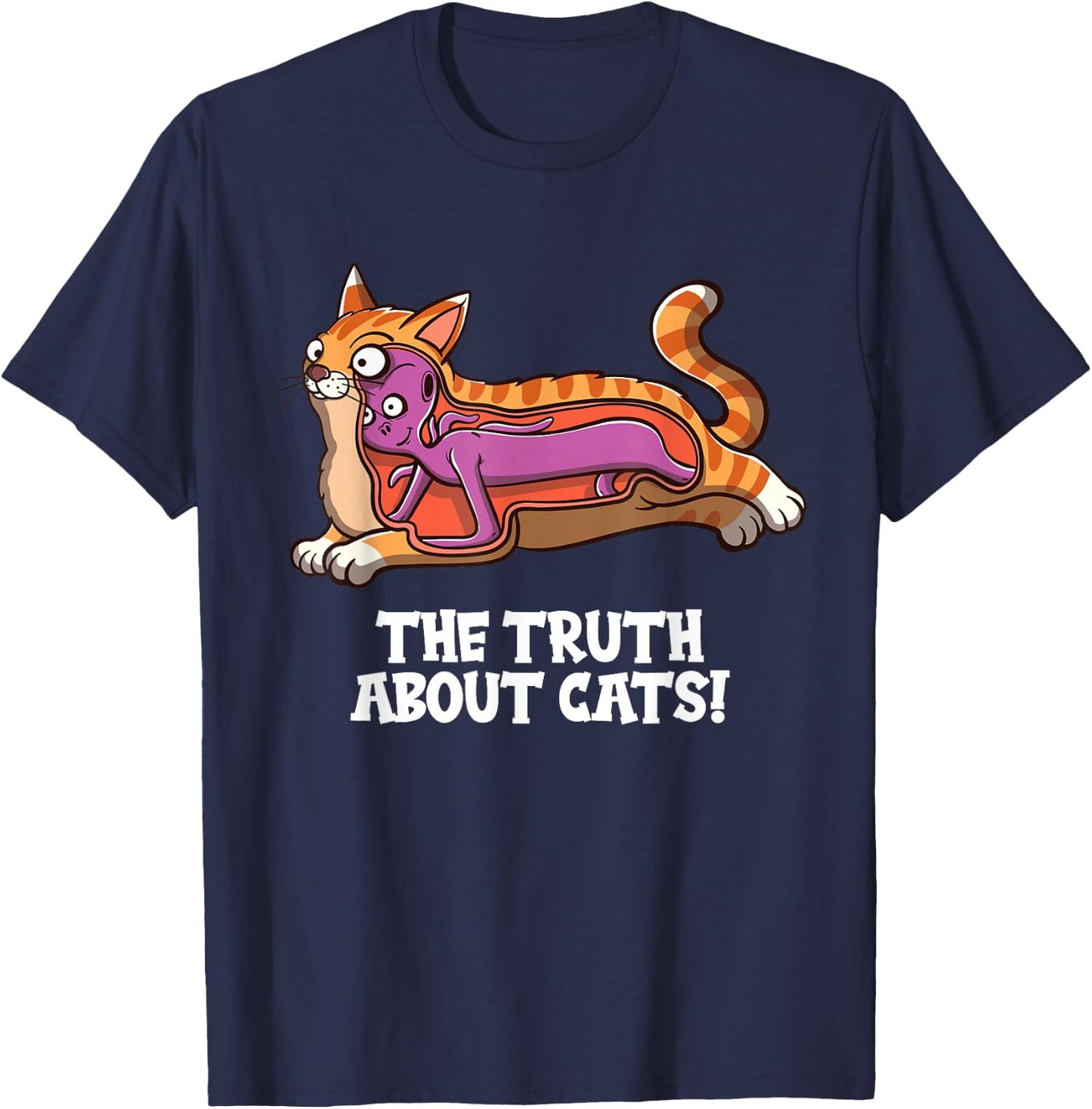 Cats Alien Funny Cat T-Shirt - T-Shirt | Navy