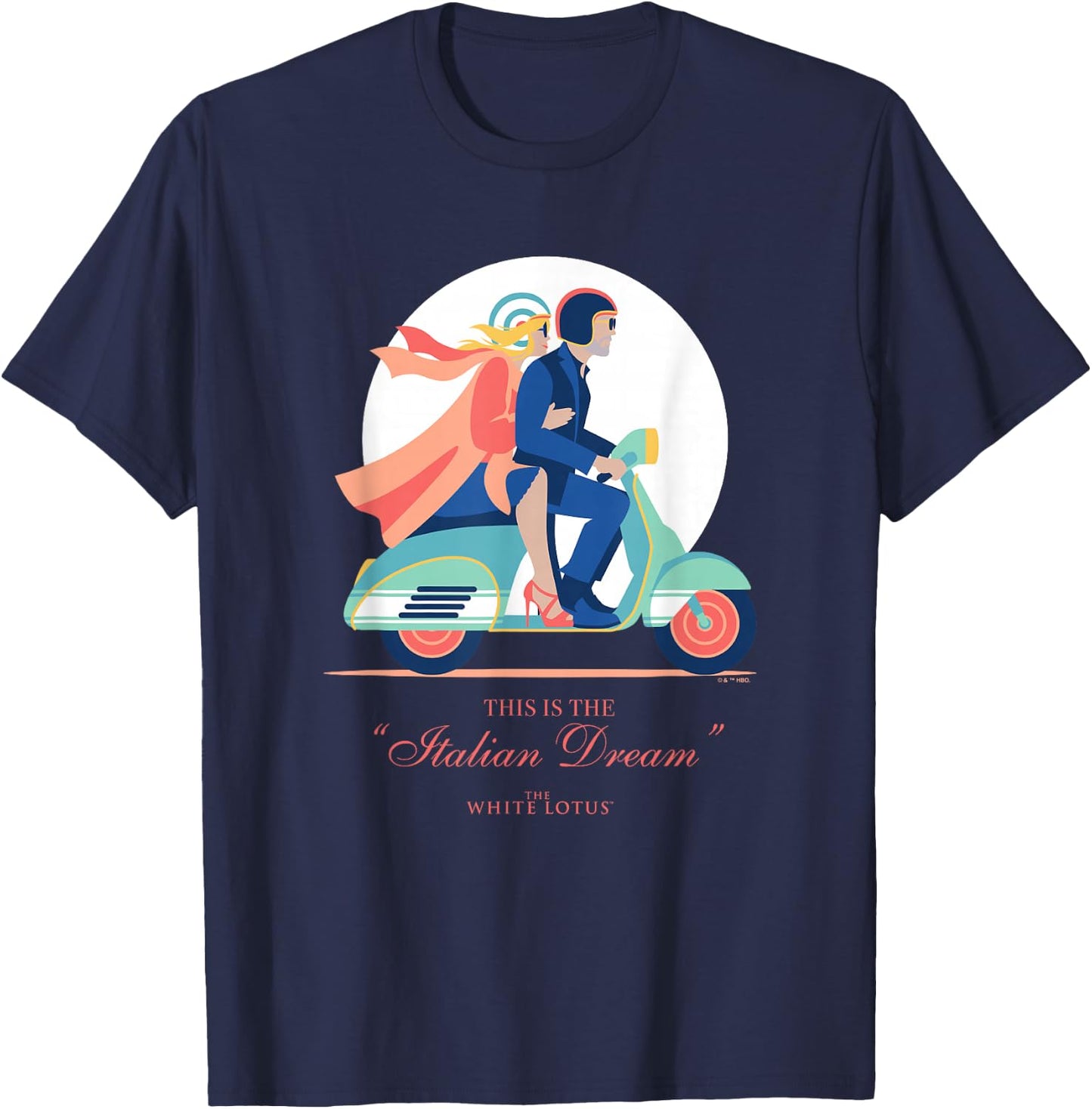 The White Lotus Tanya Italian Dream Scooter Vintage Logo T-Shirt - T-Shirt | Navy