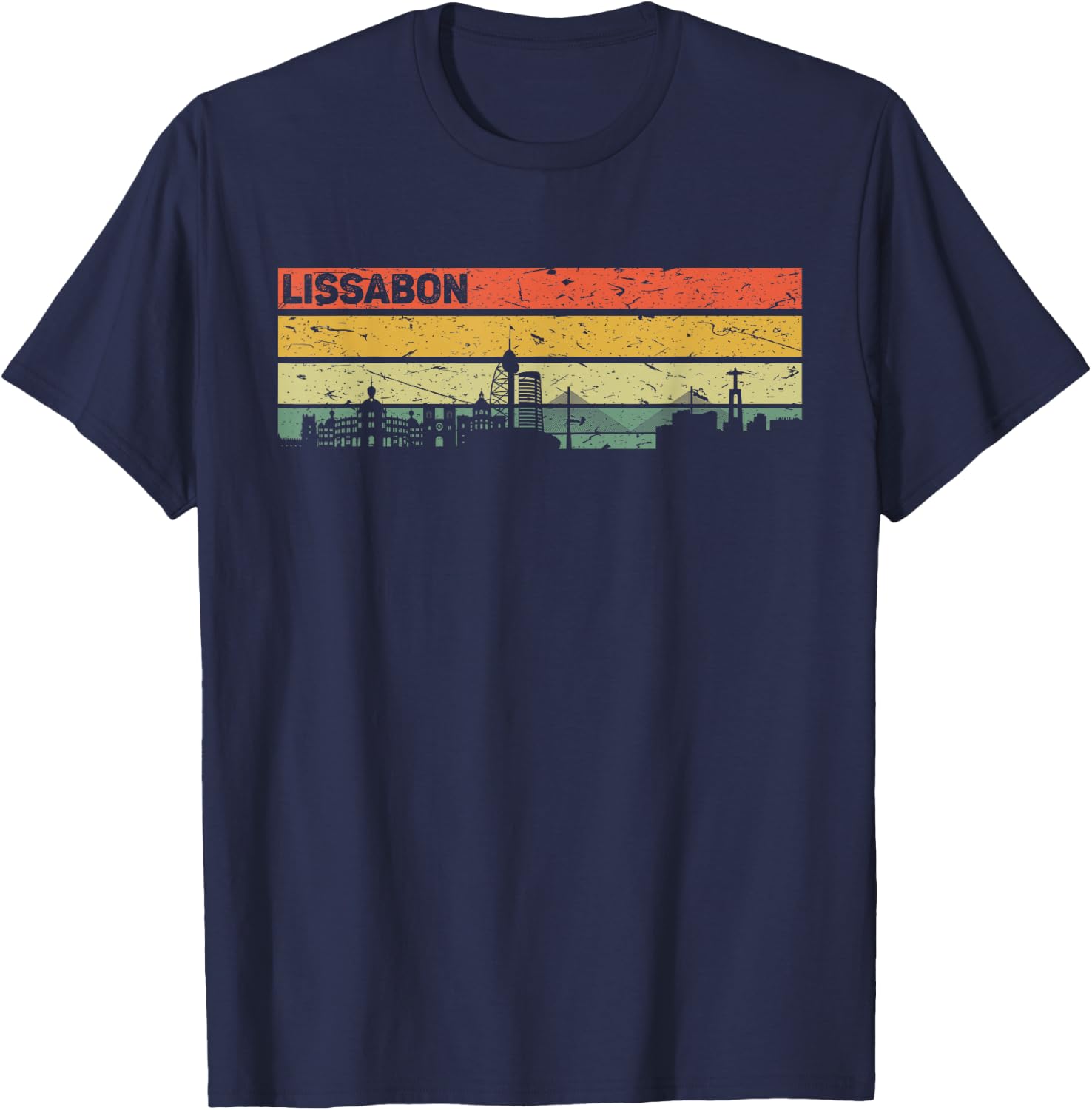 Lissabon vintage Skyline Retro Stadt Portugal T-Shirt - T-Shirt | Navy