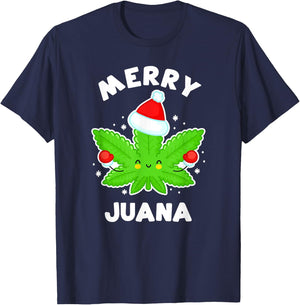 Merry Juana - Funny Christmas Weed T-Shirt - T-Shirt | Navy