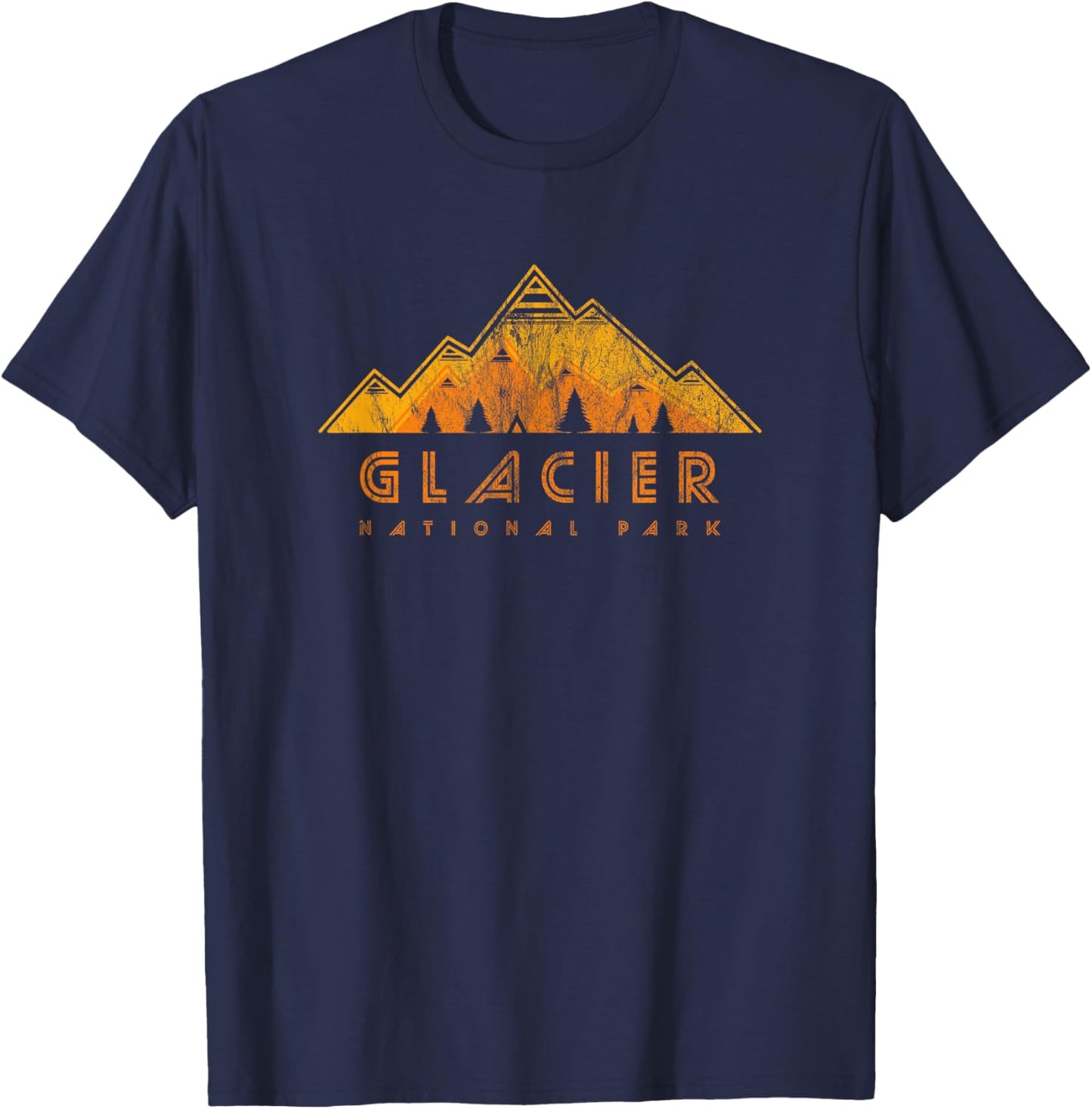 Glacier National Park Retro T-Shirt - T-Shirt | Navy