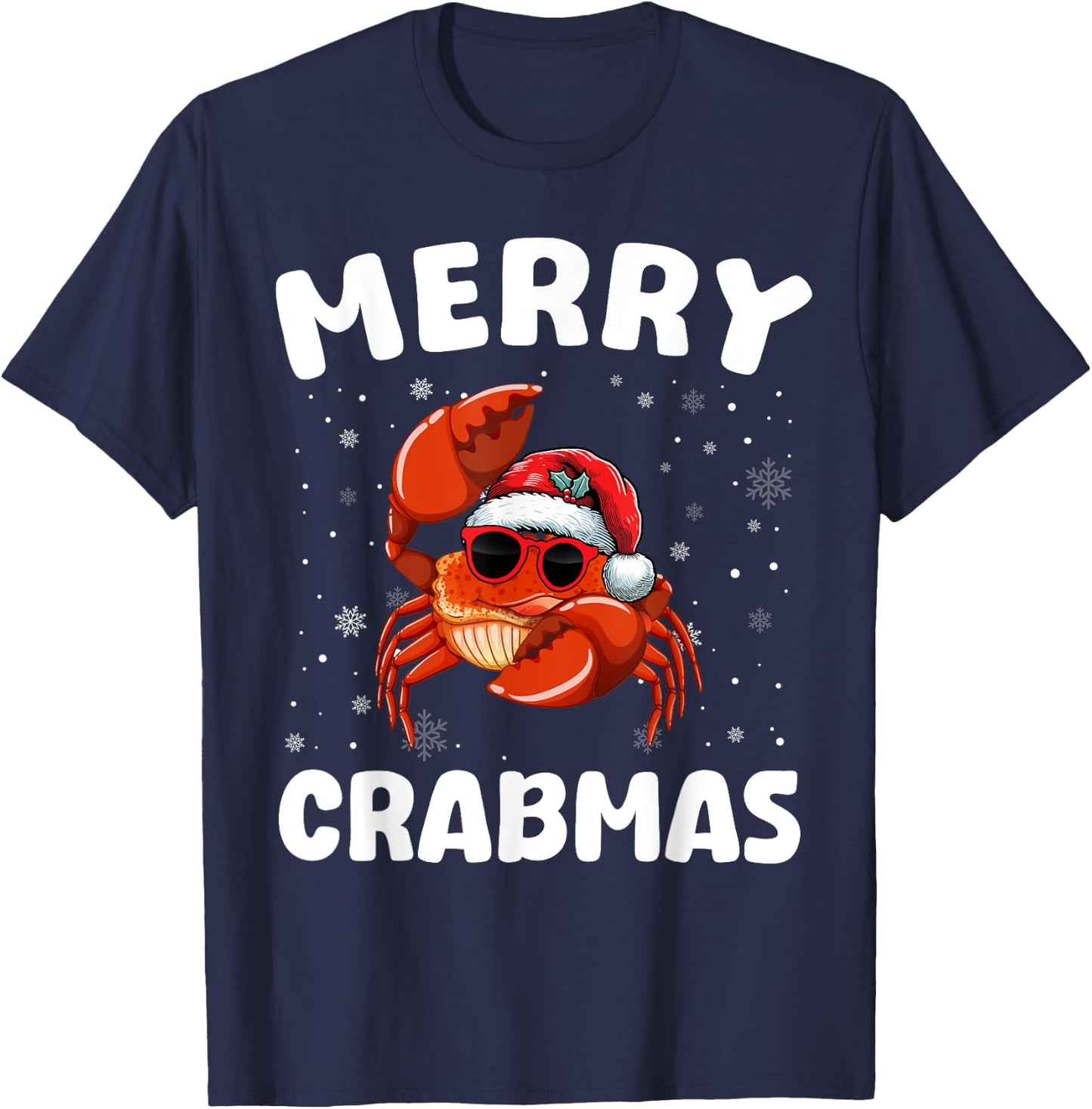 Merry Christmas Crab Merry Crabmas Funny Boy Girl Kids T-Shirt - T-Shirt | Navy