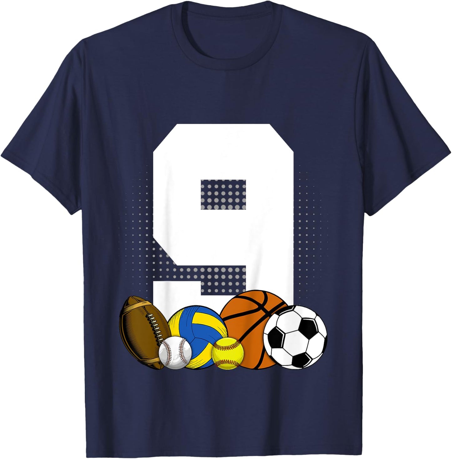 Kids 9 years Birthday Sports Kids Boys 9th Birthday Baller T-Shirt - T-Shirt | Navy