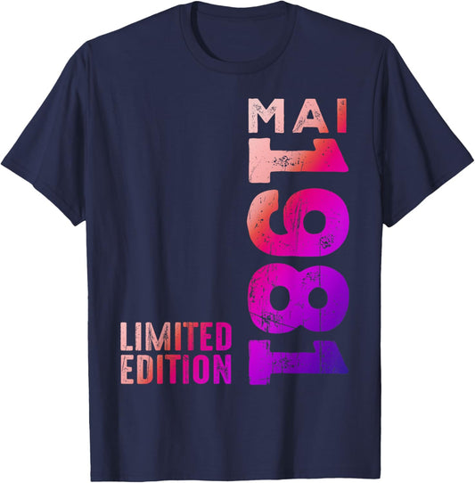 Mai 1981 Jahr Legendär Seit Mai 1981 Geburtstag Retro T-Shirt - T-Shirt | Navy