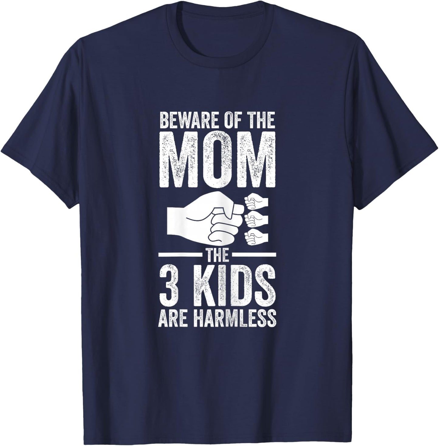 Women's with German Text "Vorsicht vor der Mutter Die 3 Kinder Mama von 3 Kinder" [, black T-Shirt - T-Shirt | Navy