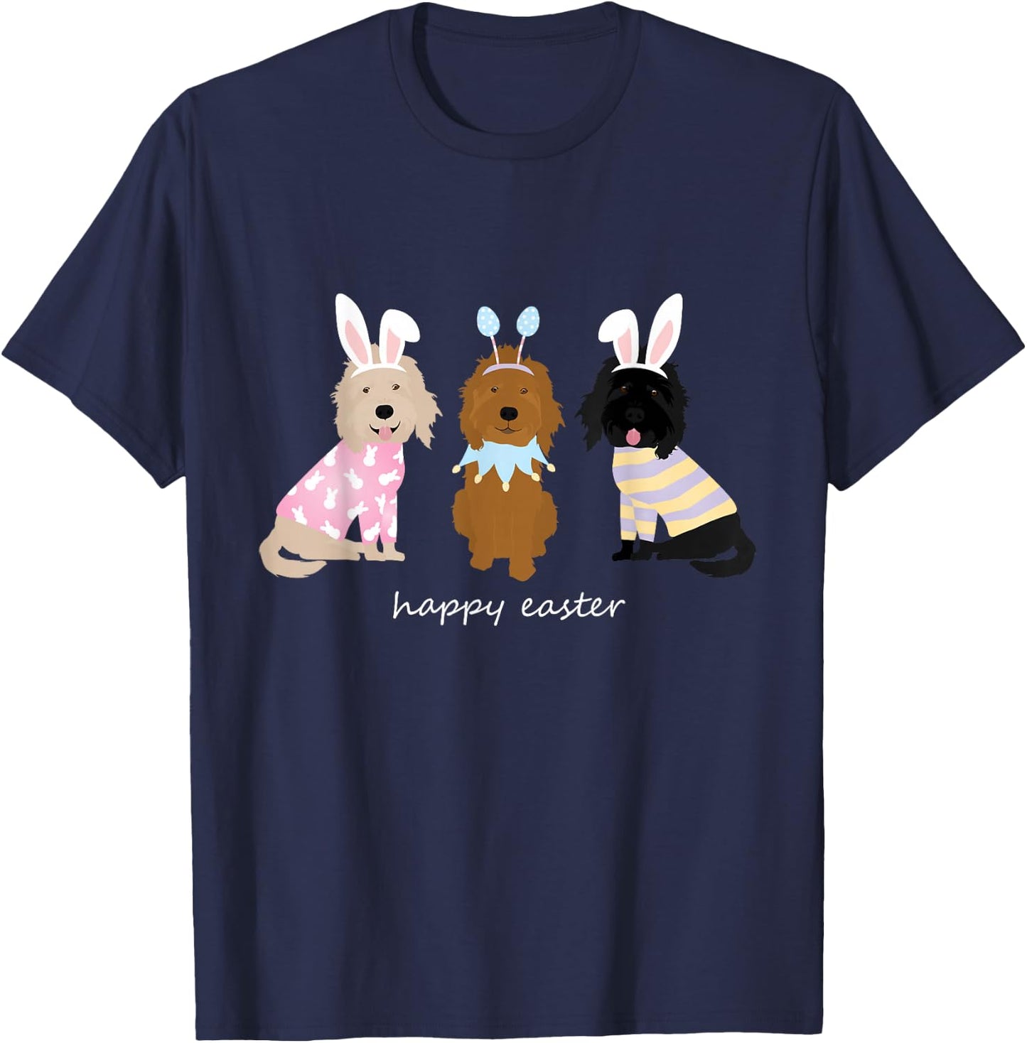 Happy Easter Goldendoodle Dogs Cute Golden Doodle Bunny T-Shirt - T-Shirt | Navy