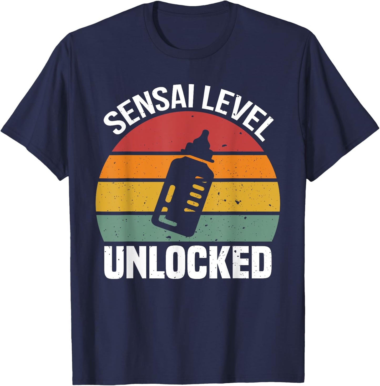 Sensai Level Unlocked Soon To Be Dad Pregnancy Announcement T-Shirt - T-Shirt | Navy